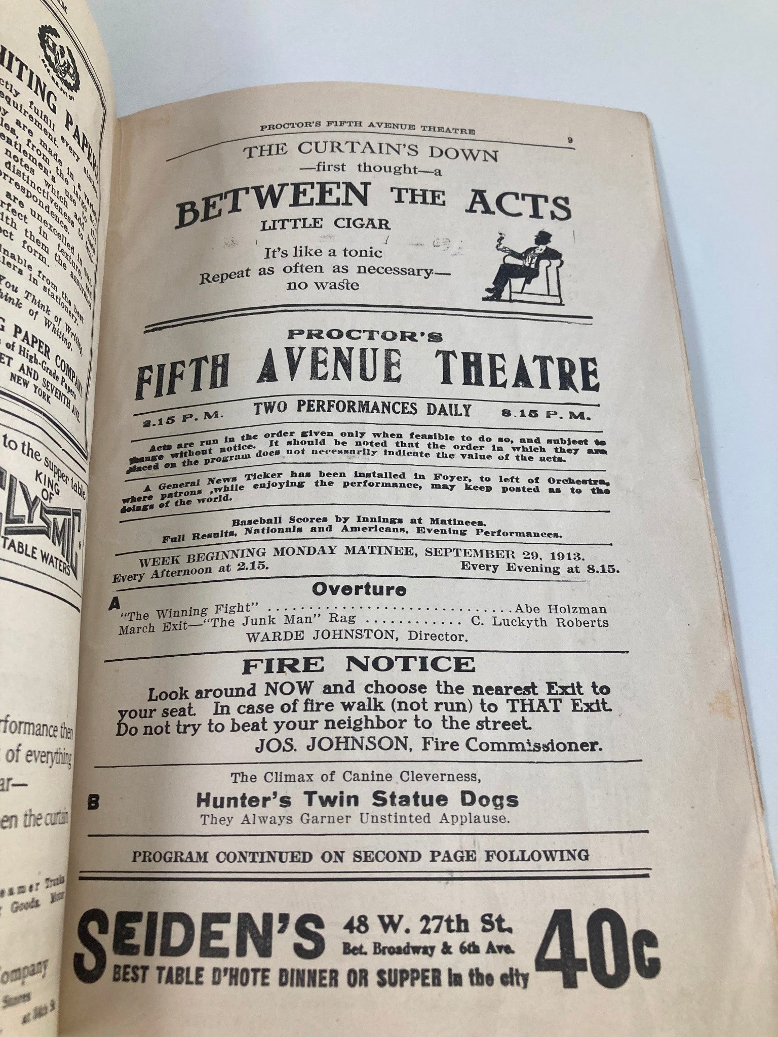 1913 Proctor's Fifth Avenue Theatre Hunter's Twin Statue Dogs