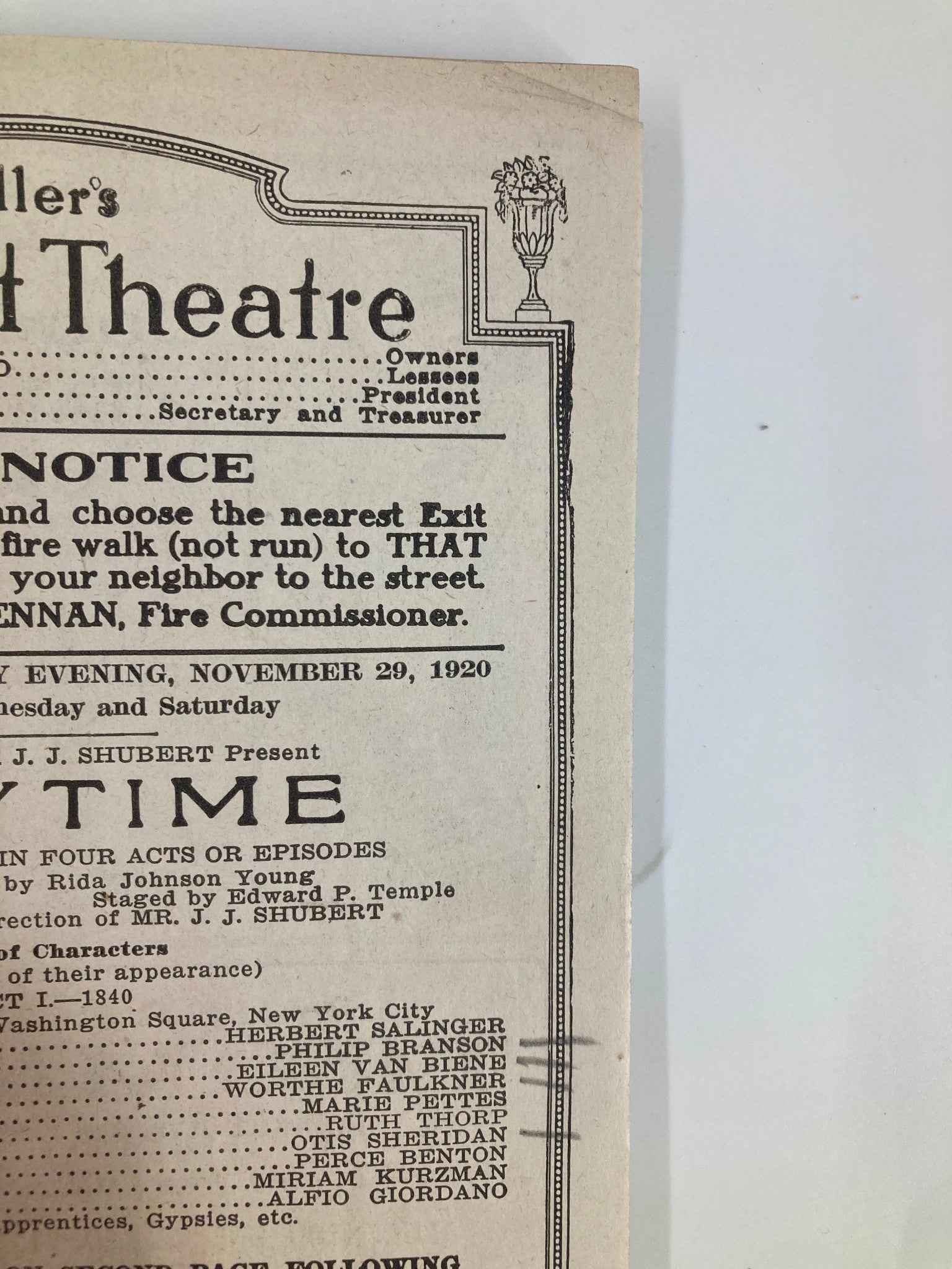 1920 Teller's Shubert Theatre J.J. Shubert Present Maytime