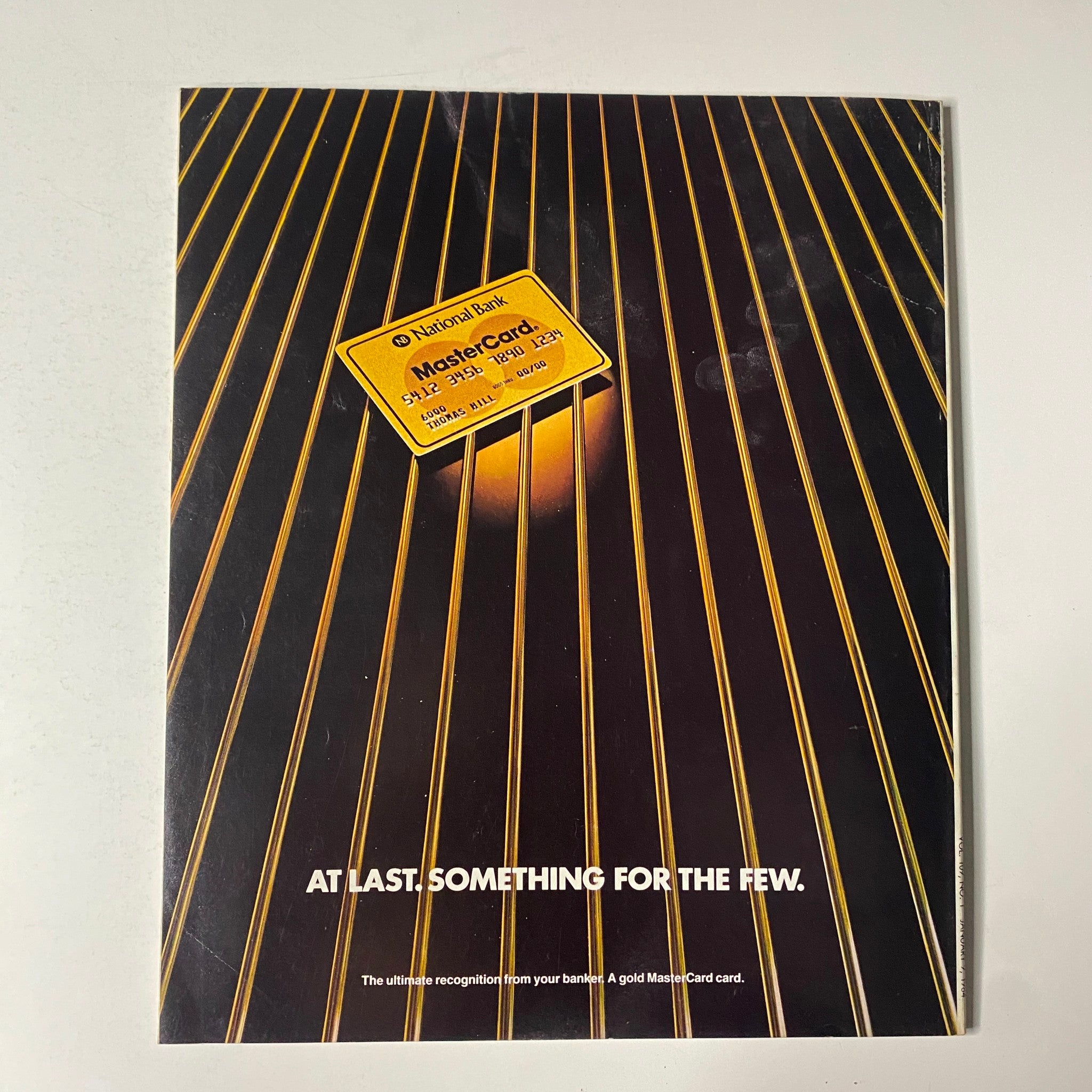 Advertisement page from Fortune Magazine January 9, 1984, featuring a gold Mastercard with the tagline 'At Last, Something for the Few'.