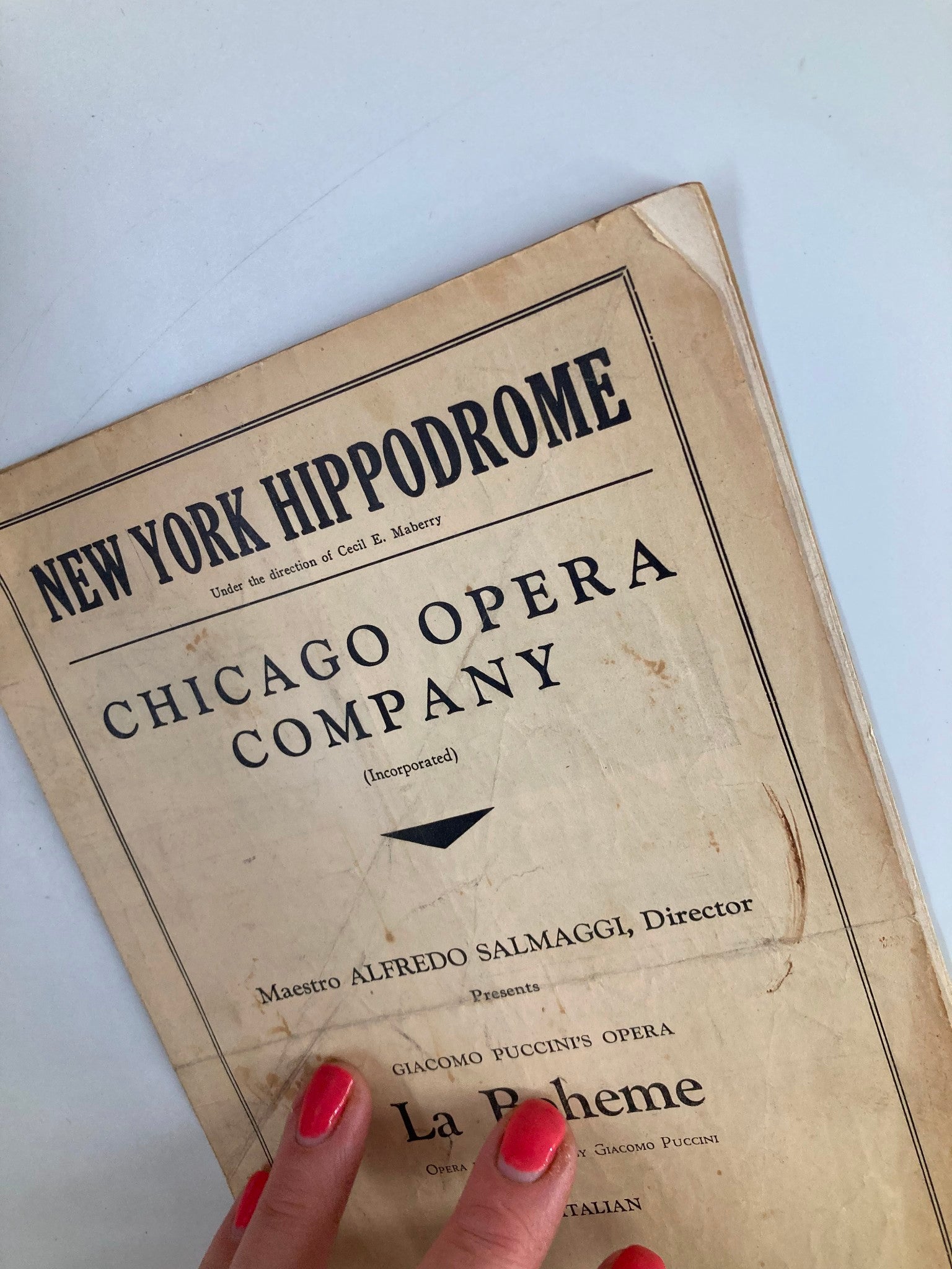 1933 New York Hippodrome Chicago Opera Company La Boheme by Alfredo Salmaggi