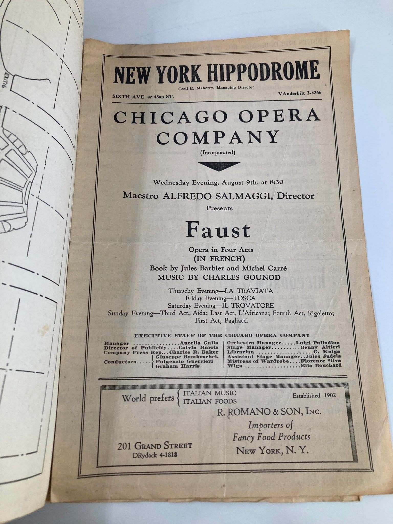 1933 New York Hippodrome Chicago Opera Company La Boheme by Alfredo Salmaggi