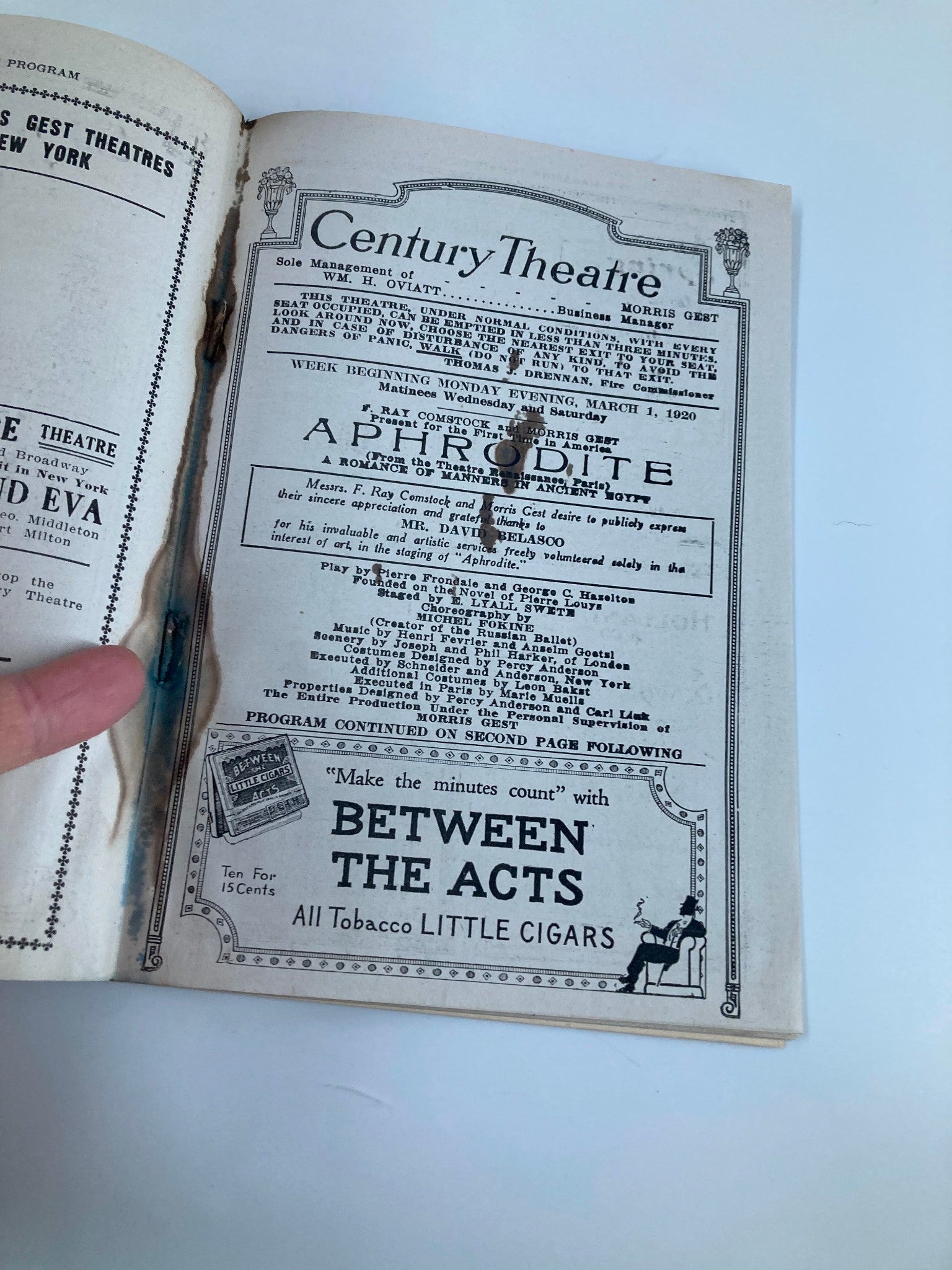 1920 The Century Theatre F Ray Comstock & Morris Get in Aphrodite A Romance Play