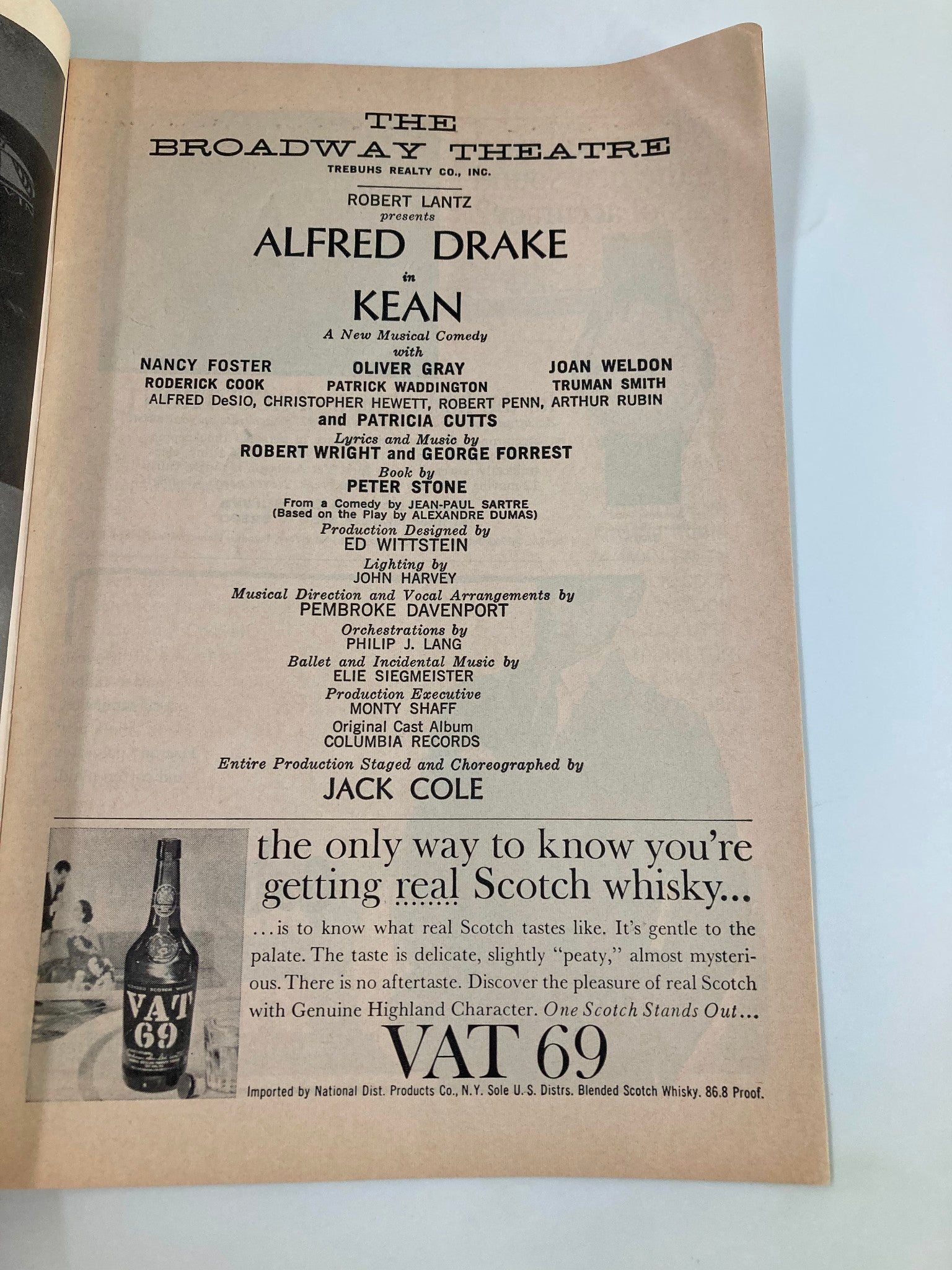 1962 Playbill The Broadway Theatre Alfred Drake in Kean by Jack Cole