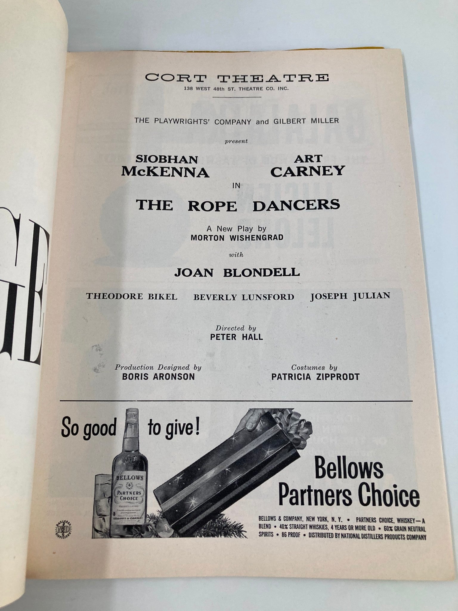 1957 Playbill Cort Theatre Art Carney in The Rope Dancers by Morton Wishengrad