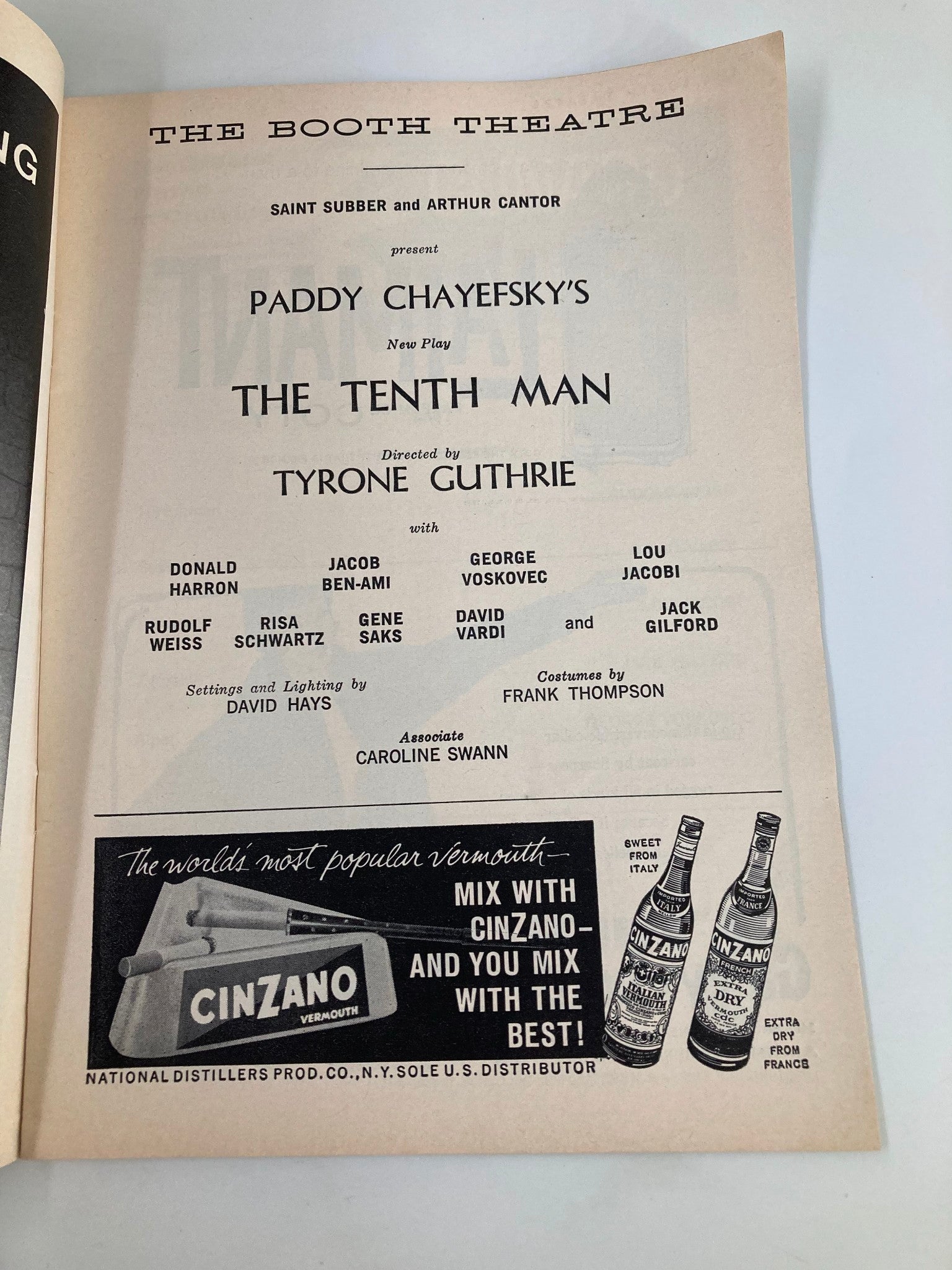 1960 Playbill The Booth Theatre Donald Harron in The Tenth Man by Tyrone Guthrie