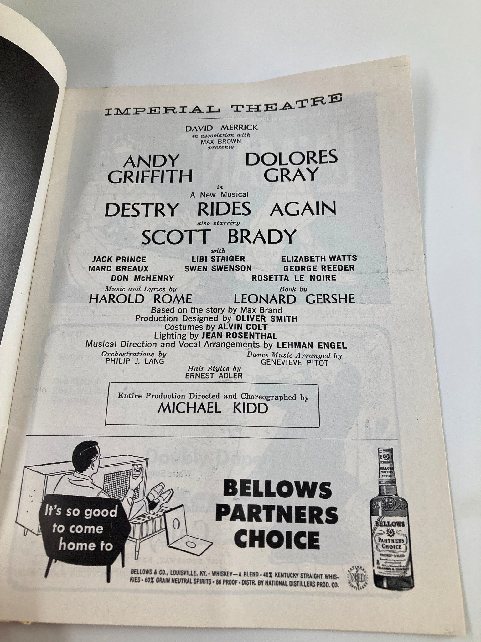 1959 Playbill Imperial Theatre Destiny Rides Again by Michael Kidd