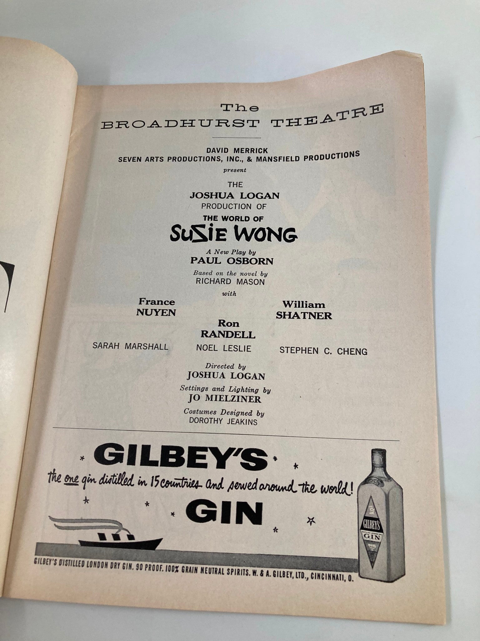 1959 Playbill The Broadhurst Theatre The World of Suzie Wong by Paul Osborn