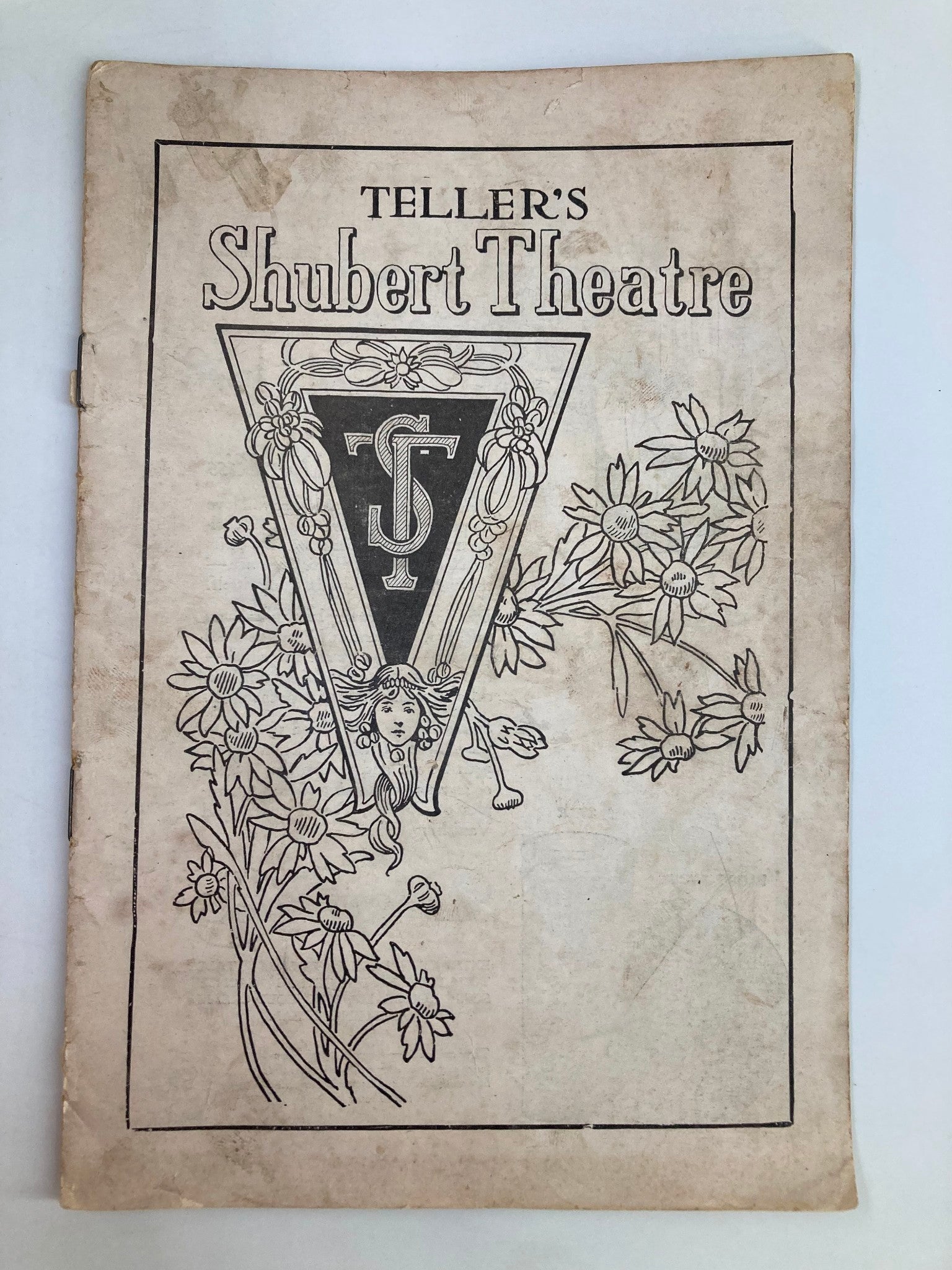 Cover of the 1922 Teller's Shubert Theatre Musical Play Marjolaine by John Henry Mears, featuring decorative floral illustrations and the theater's logo.