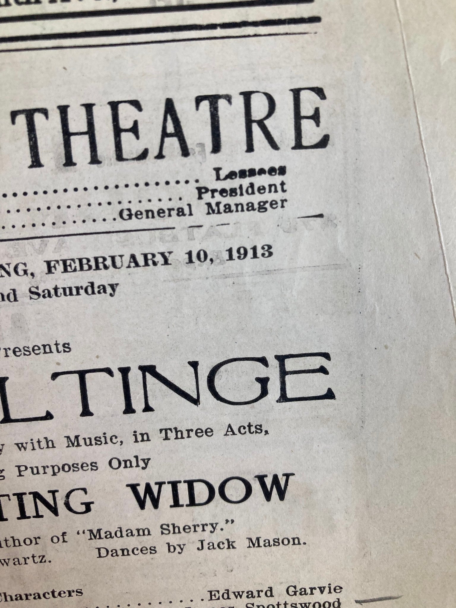 1913 The New Montauk Theatre Brooklyn Julian Eltinge in The Fascinating Widow