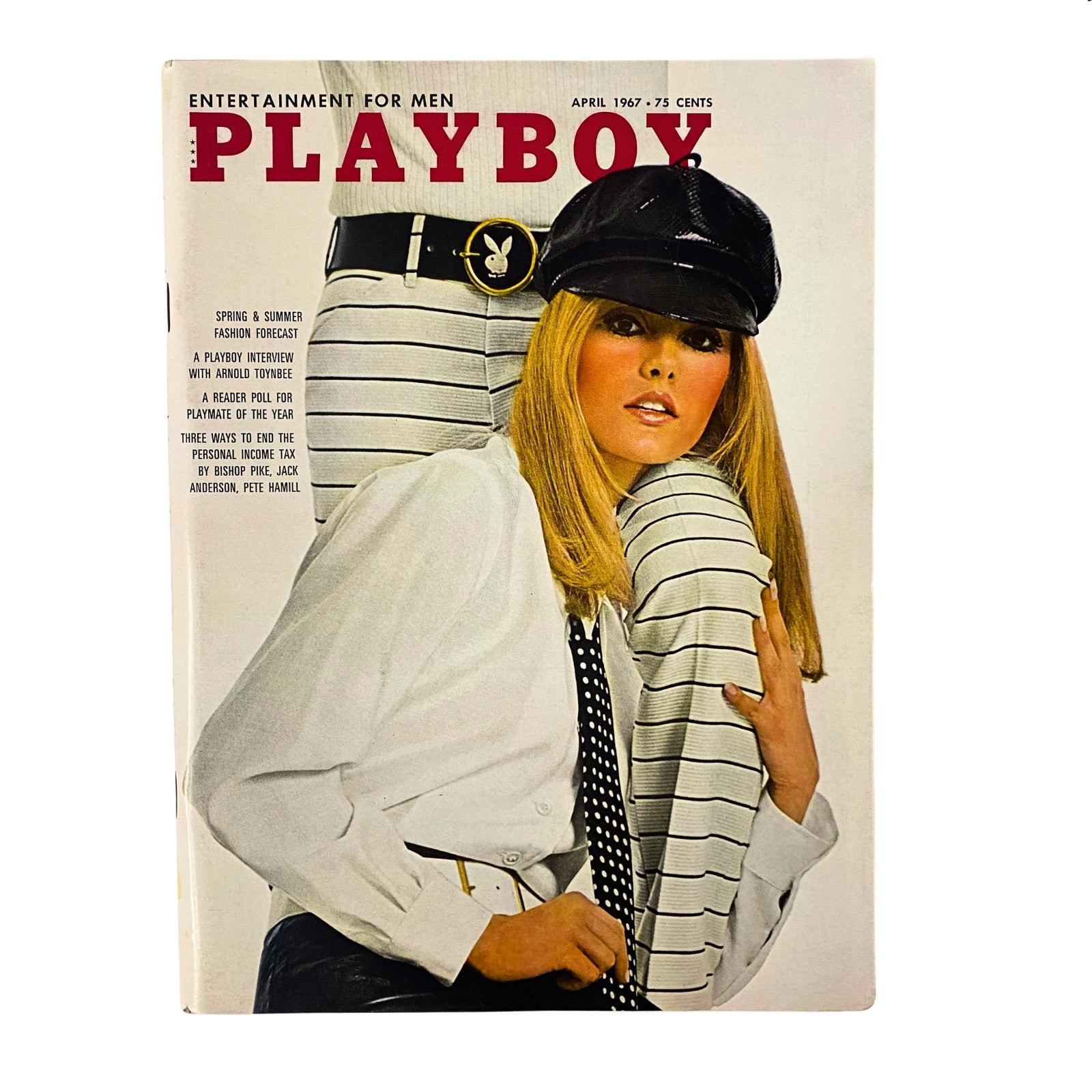 Cover of Playboy Magazine April 1967 featuring the Playmate of the Month Gwen Wong, showcasing a fashion forecast and candid interviews.