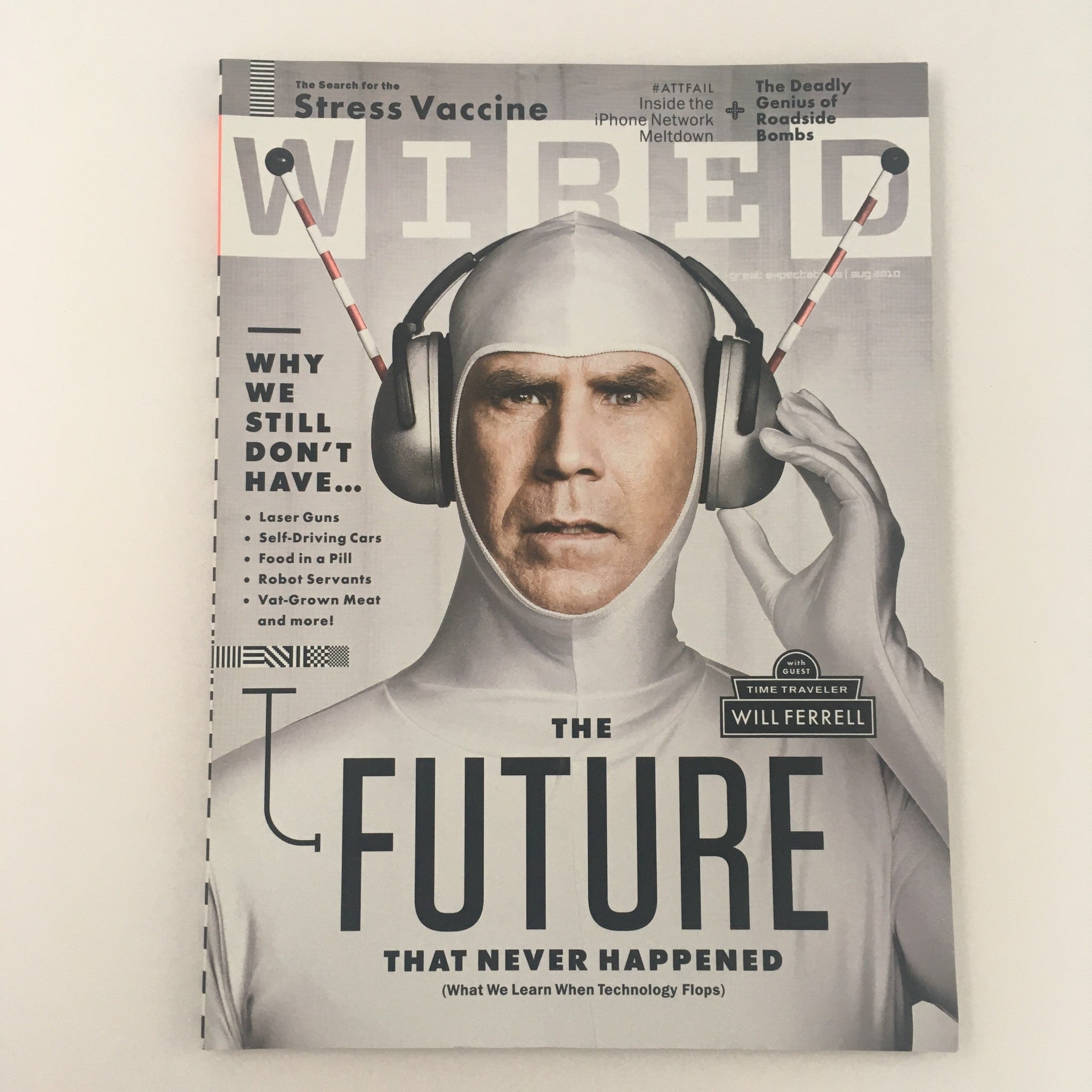 Wired Magazine August 2010 The Future ft. Time Traveler Will Ferell, No Label VG