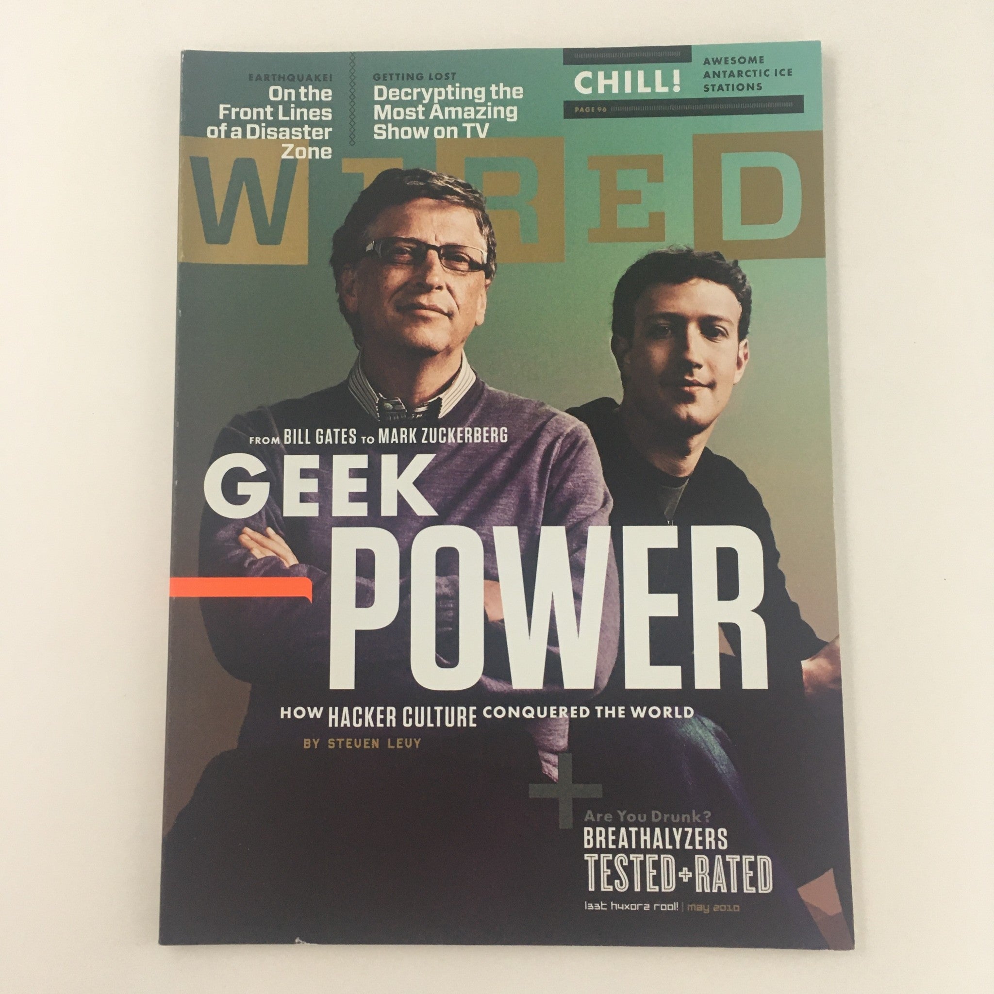 Wired Magazine May 2010 Geek Power Bill Gates & Mark Zuckerberg, No Label VG