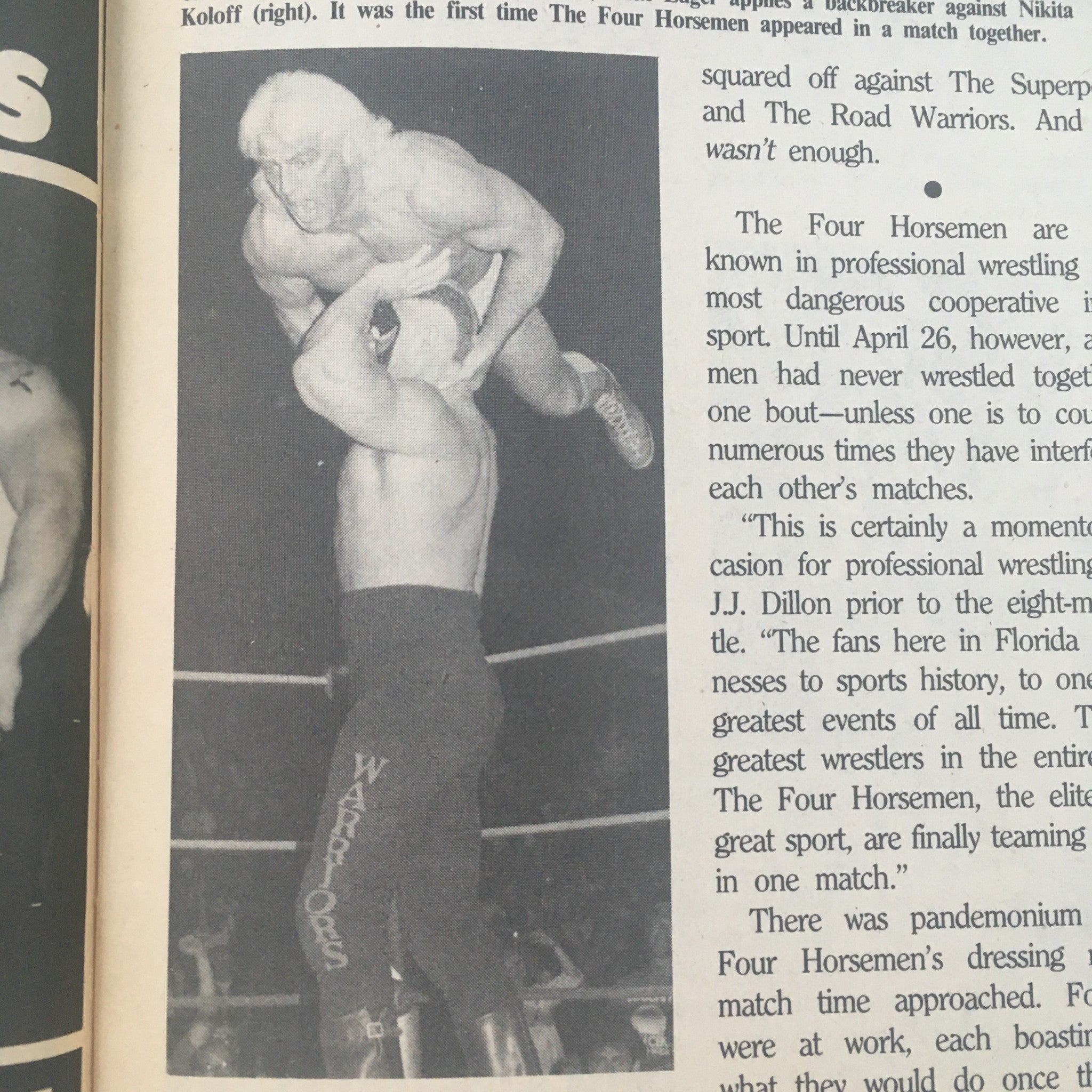 Image from Pro Wrestling Illustrated September 1987 showcasing members of The Four Horsemen in action, emphasizing their legendary status in professional wrestling.