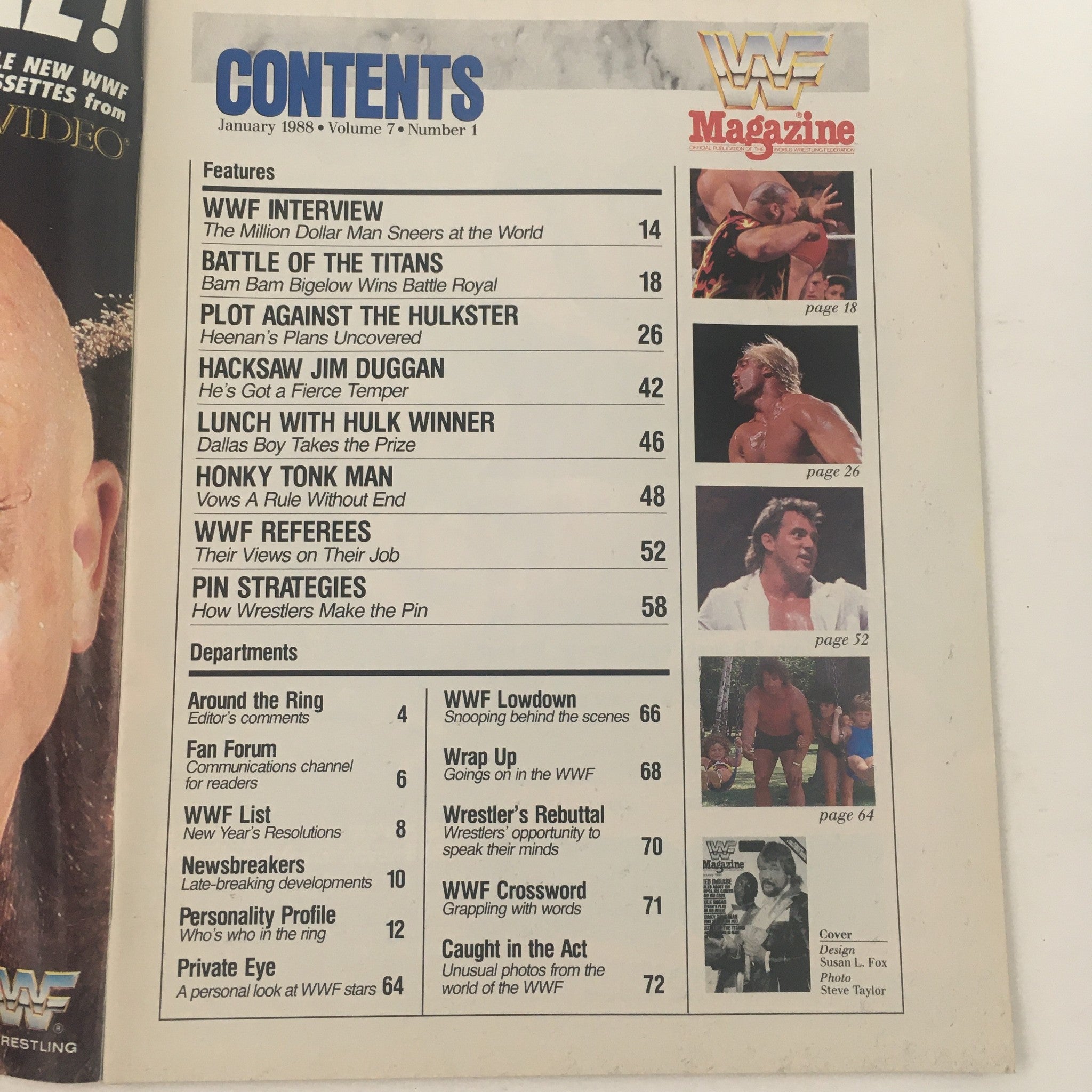 WWF Magazine January 1988 Ted DiBiase & Hulk Hogan & Honky Tonk Man, No Label VG