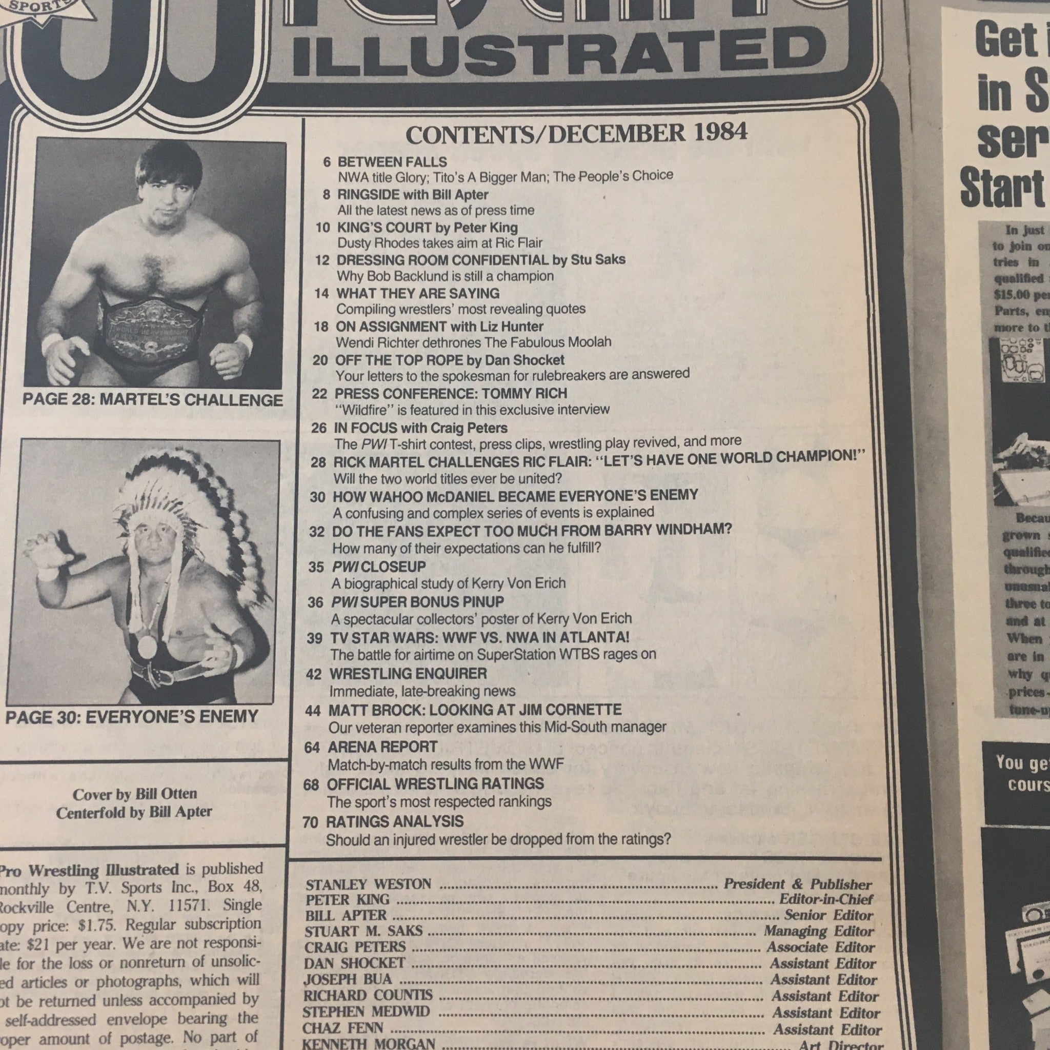 Pro Wrestling Illustrated December 1984 Barry Windham & Kerry Von Erich No Label