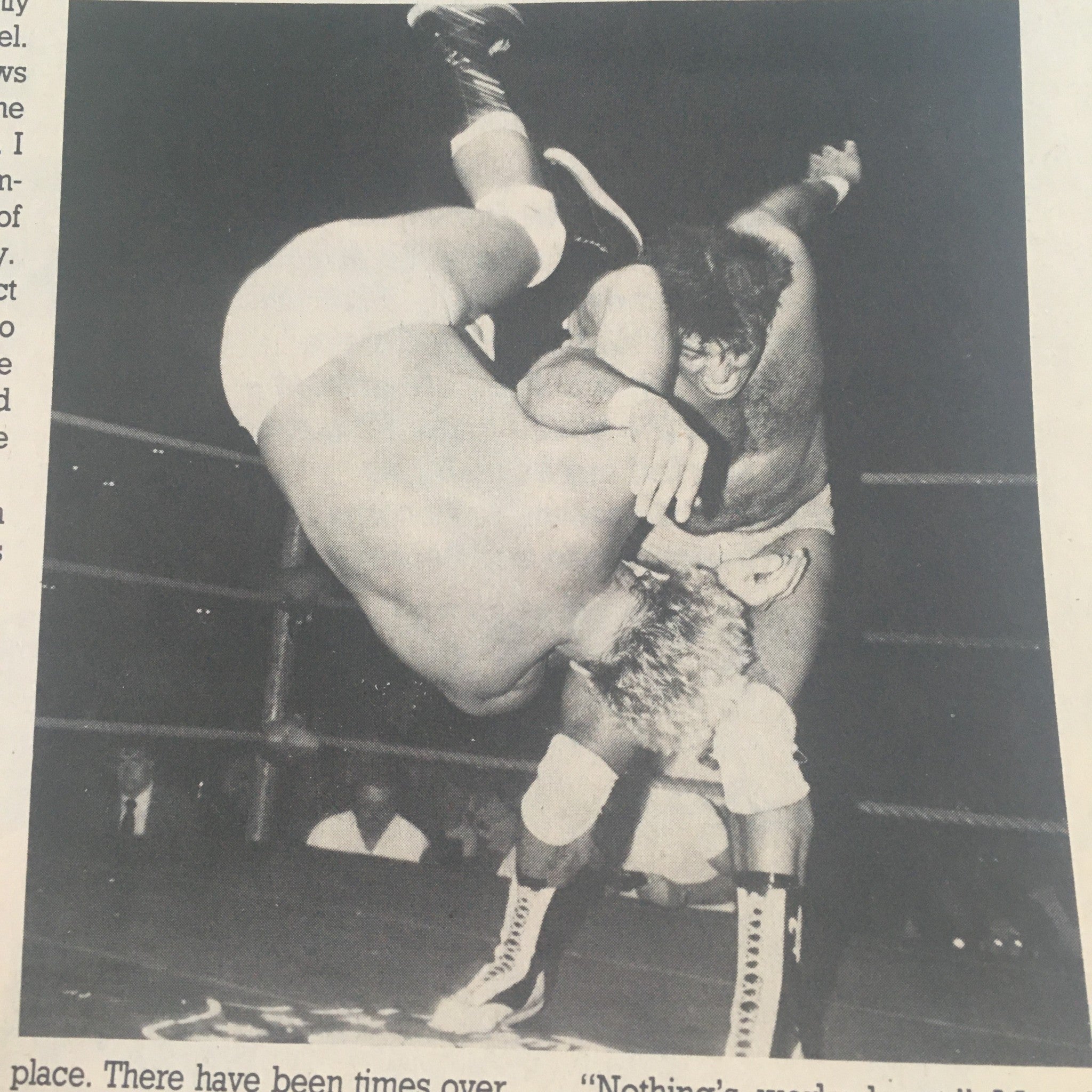 Pro Wrestling Illustrated December 1984 Barry Windham & Kerry Von Erich No Label - Vintage wrestling action shot, featuring a dramatic move in the ring.