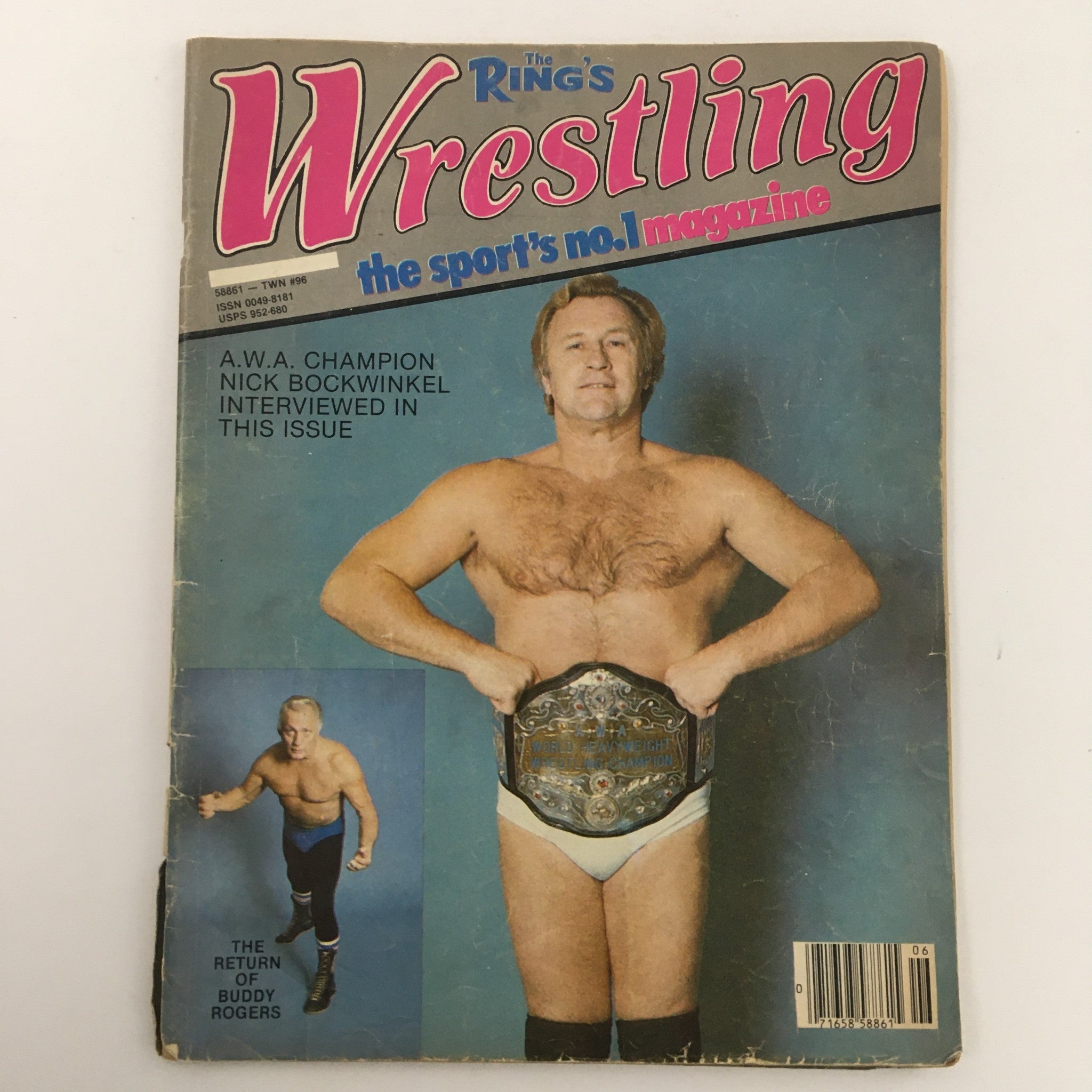 The Ring's Wrestling Magazine June 1983 featuring A.W.A. Champion Nick Bockwinkel on the cover, showcasing wrestling nostalgia and iconic figures in professional wrestling.