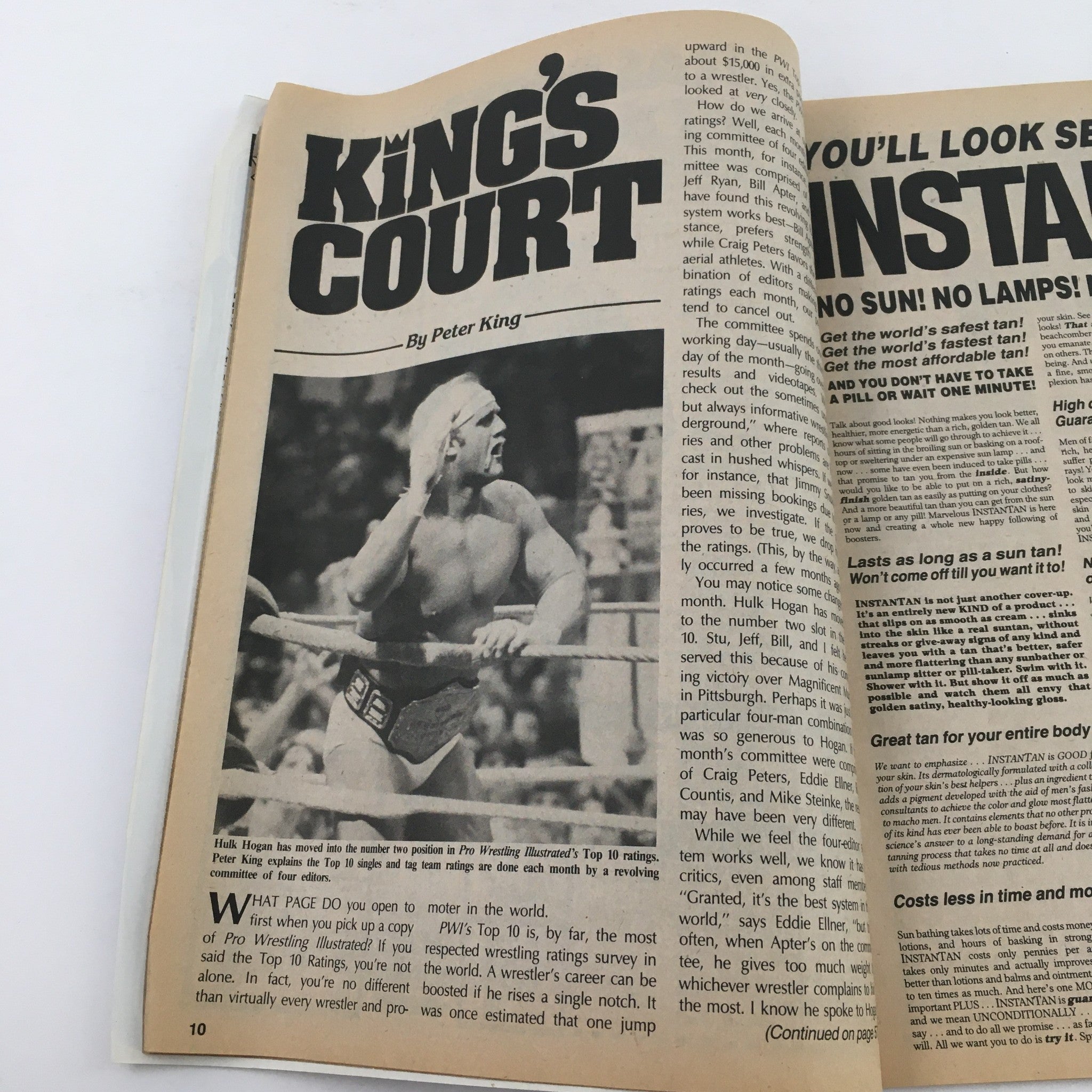 Page from Pro Wrestling Illustrated Magazine December 1985 titled King's Court, featuring commentary on wrestling matches and performers.
