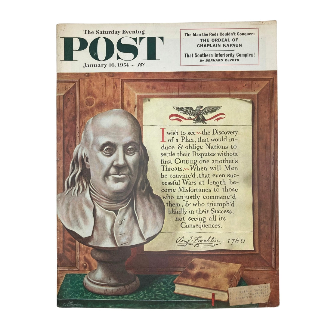 RES* Saturday Evening Post Magazine January 16 1954 Benjamin Franklin - 1780