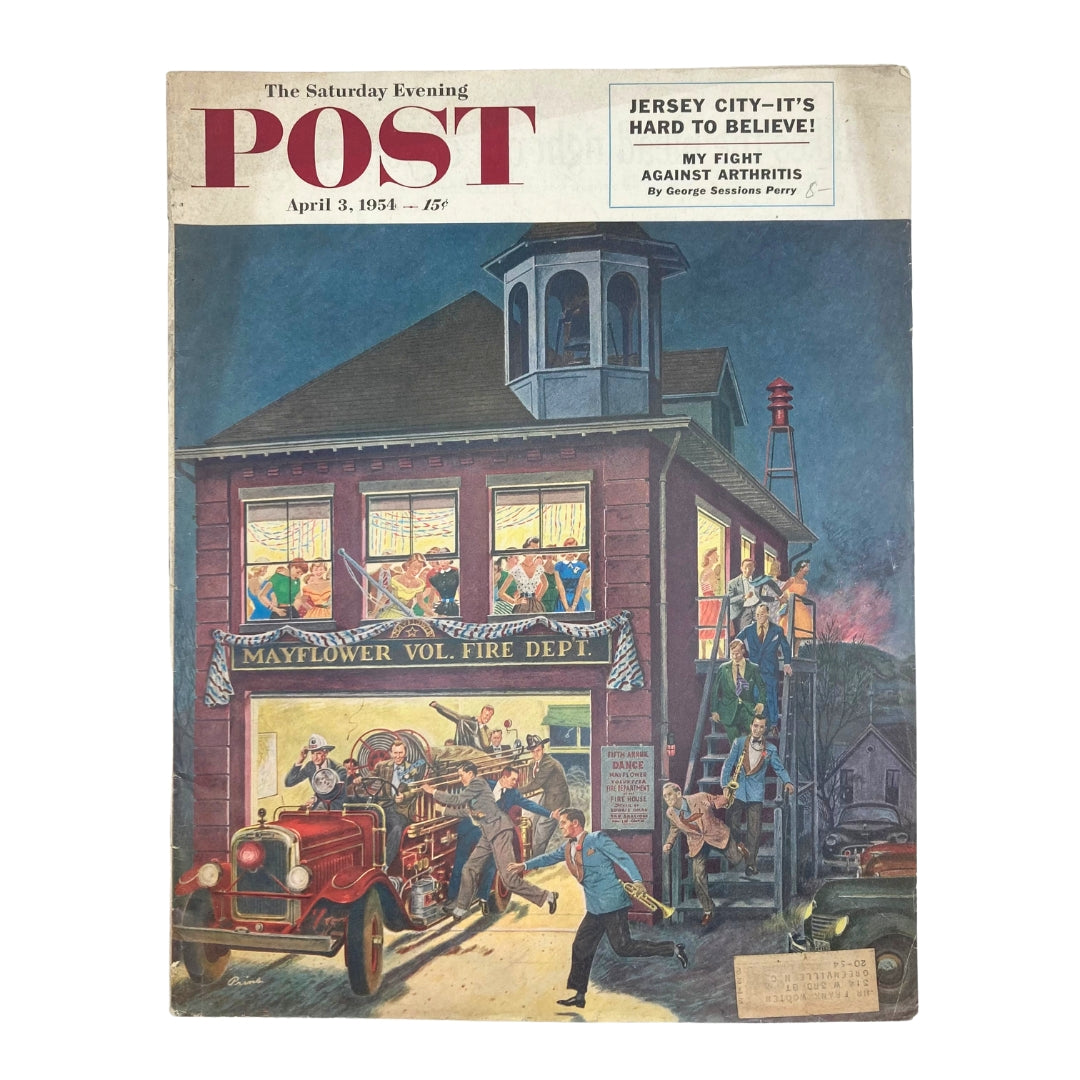 Saturday Evening Post Magazine April 3 1954 Fire Dept. Annual Dance - Ben Prins