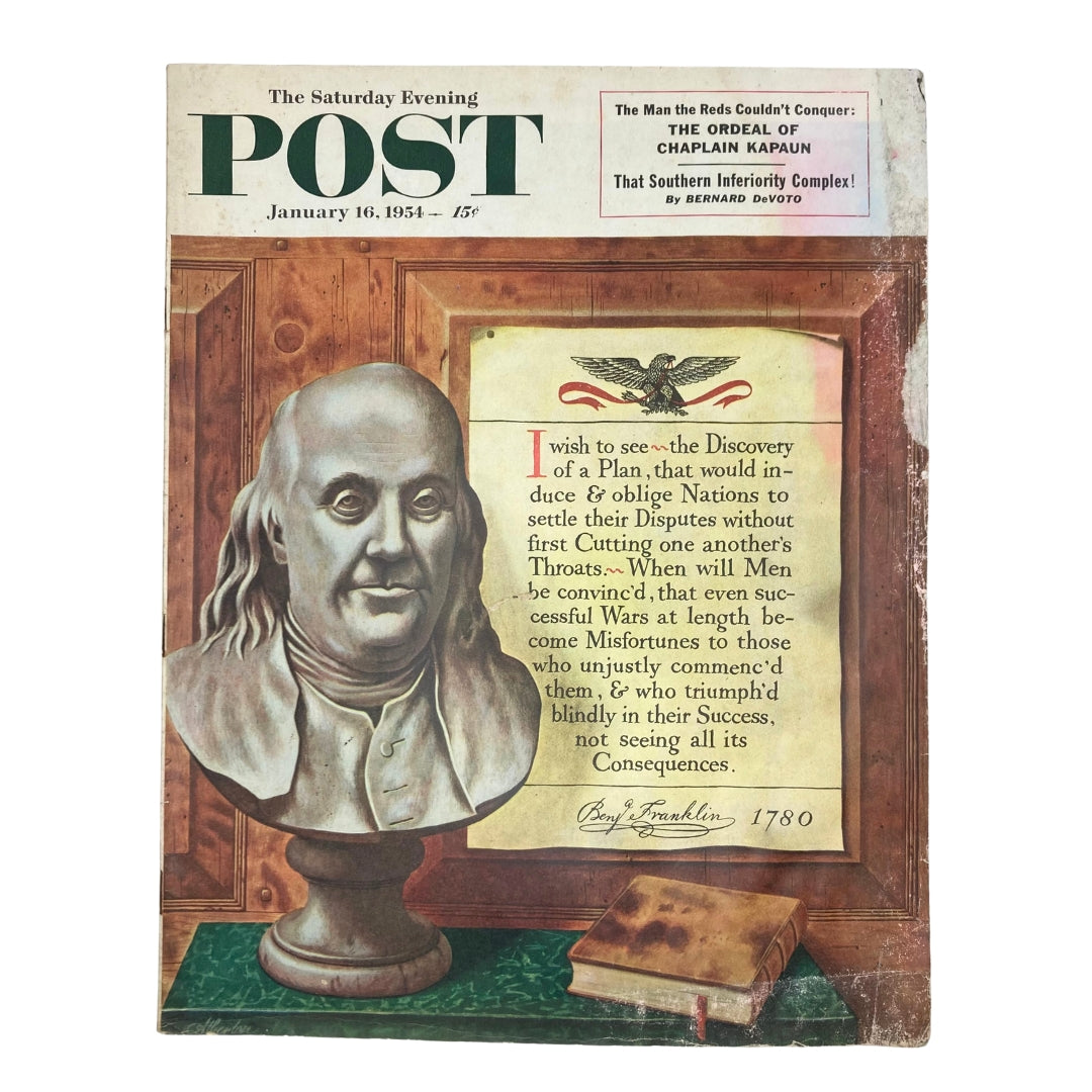 RES* Saturday Evening Post Magazine January 16 1954 Benjamin Franklin No Label