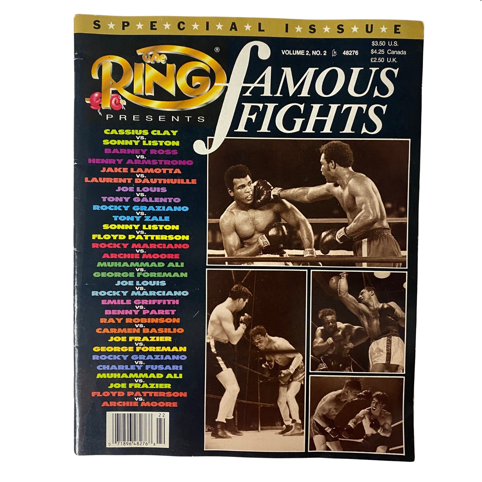 Cover of The Ring Magazine Presents Special Vol 2 No. 2 featuring famous boxing matches including Cassius Clay vs. Sonny Liston, and others, highlighting Muhammad Ali.