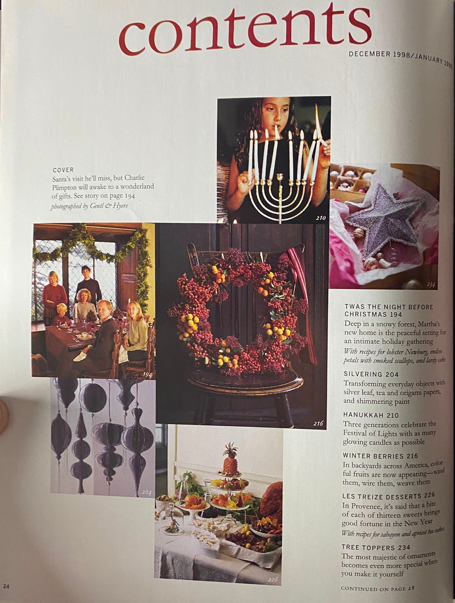 Martha Stewart Living Magazine December 1998 Charlie Plimpton Cover No Label