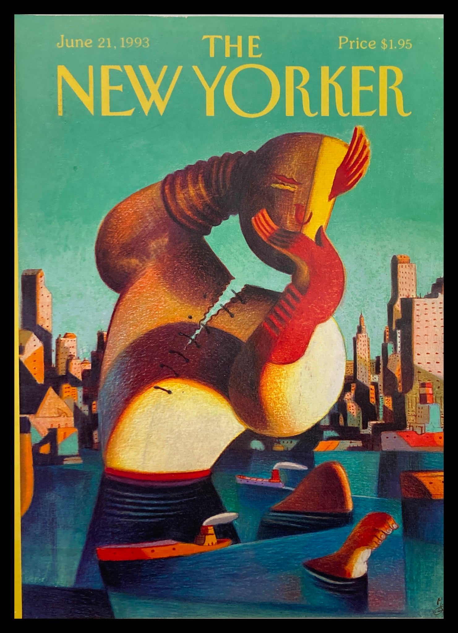 COVER ONLY The New Yorker June 21 1993 Manhattan Rising by L. Mattotti No Label