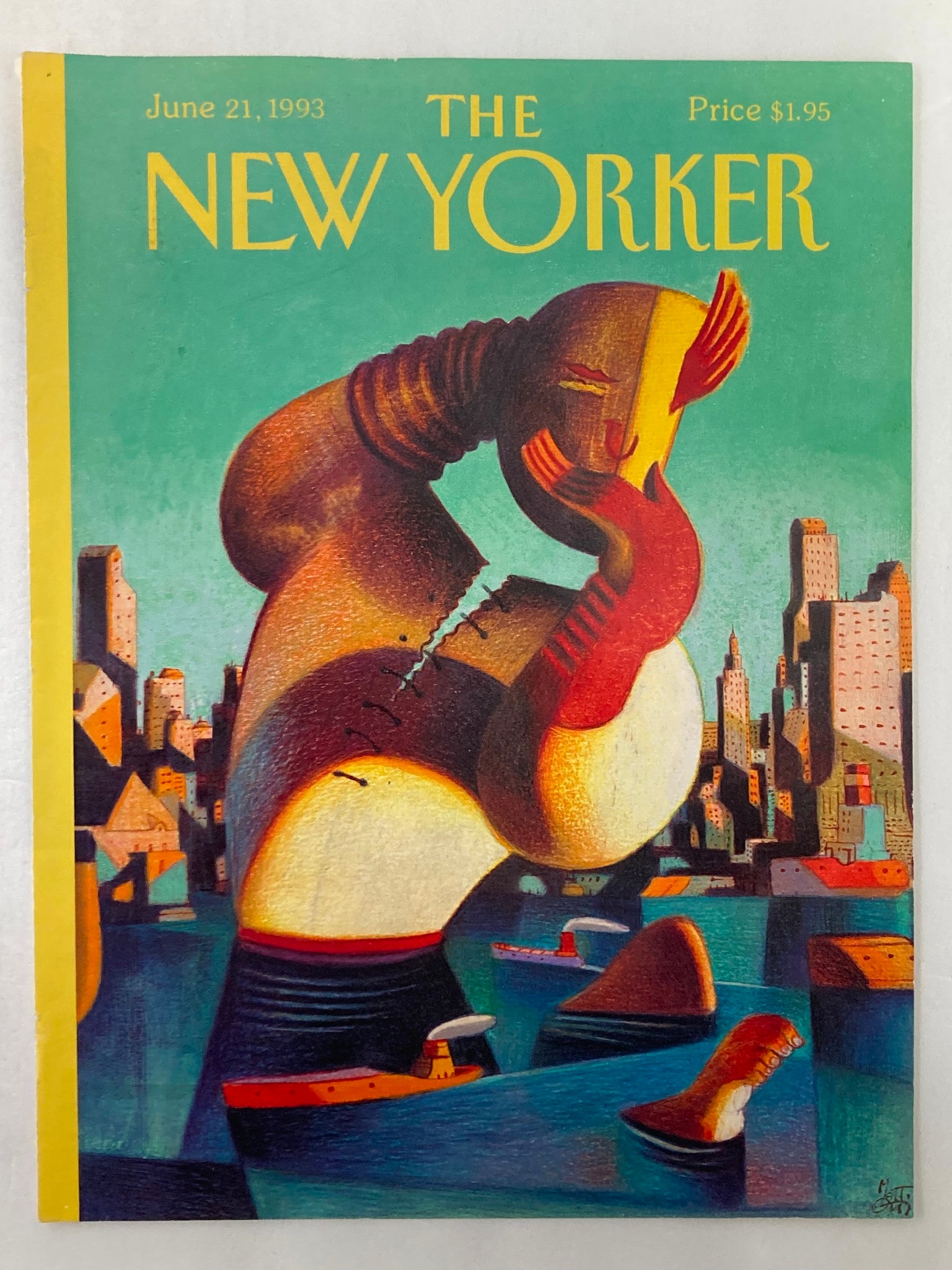 COVER ONLY The New Yorker June 21 1993 Manhattan Rising by L. Mattotti No Label