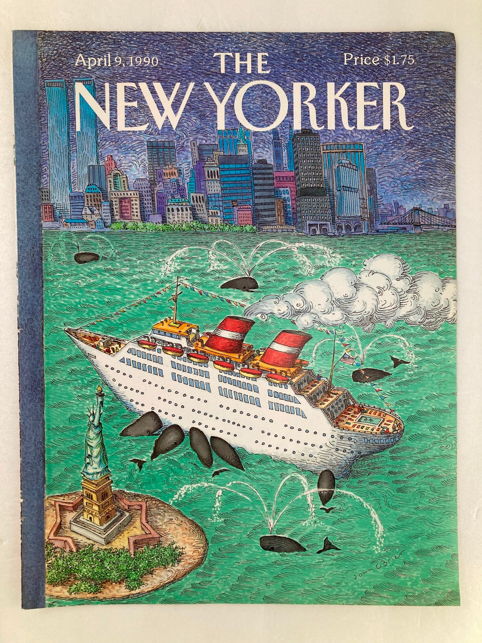 COVER ONLY The New Yorker April 9 1990 City Cruise by John O'Brien No Label