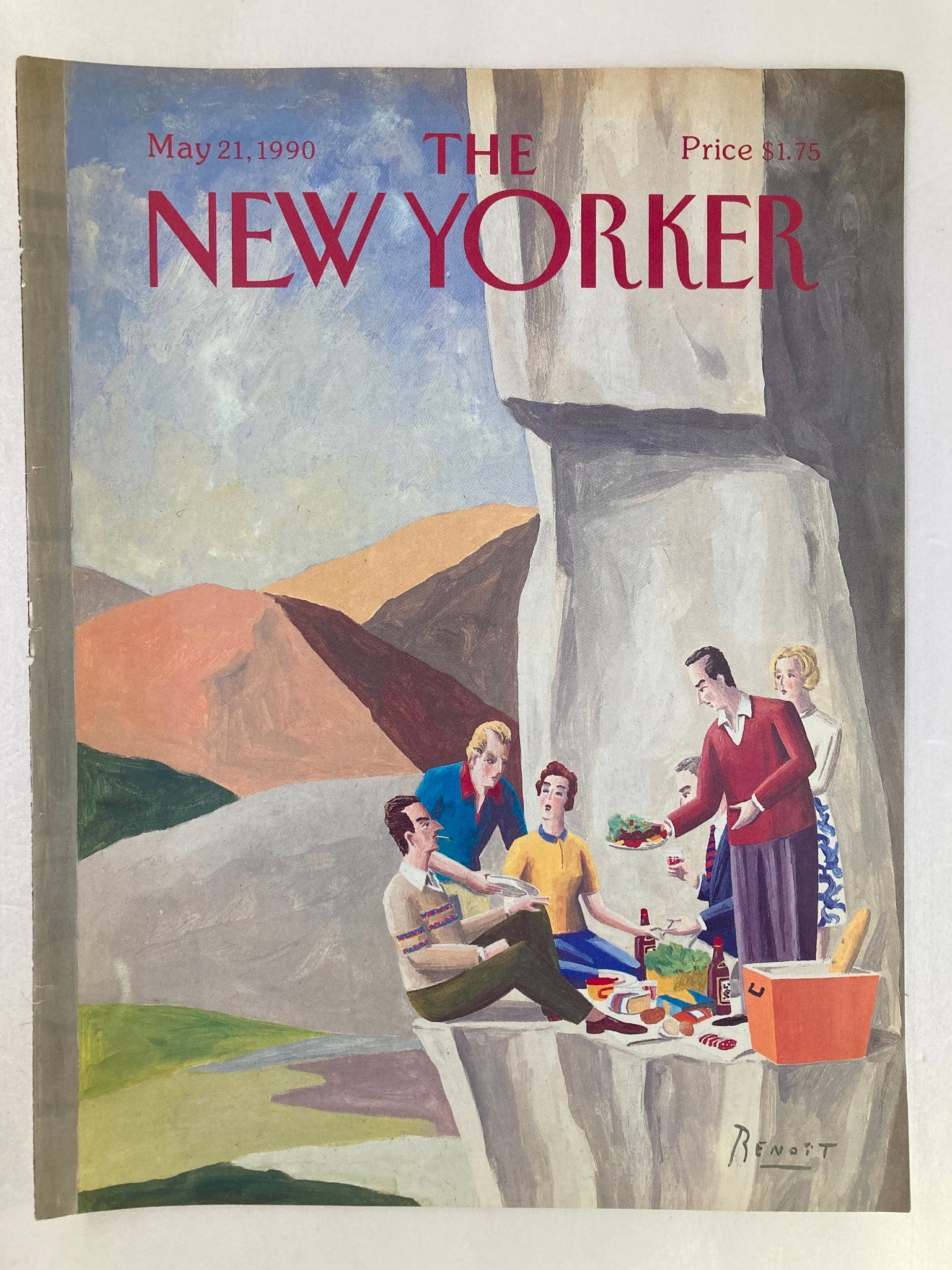 COVER ONLY The New Yorker May 21 1990 Wine Picnic by Benoit van Innis No Label