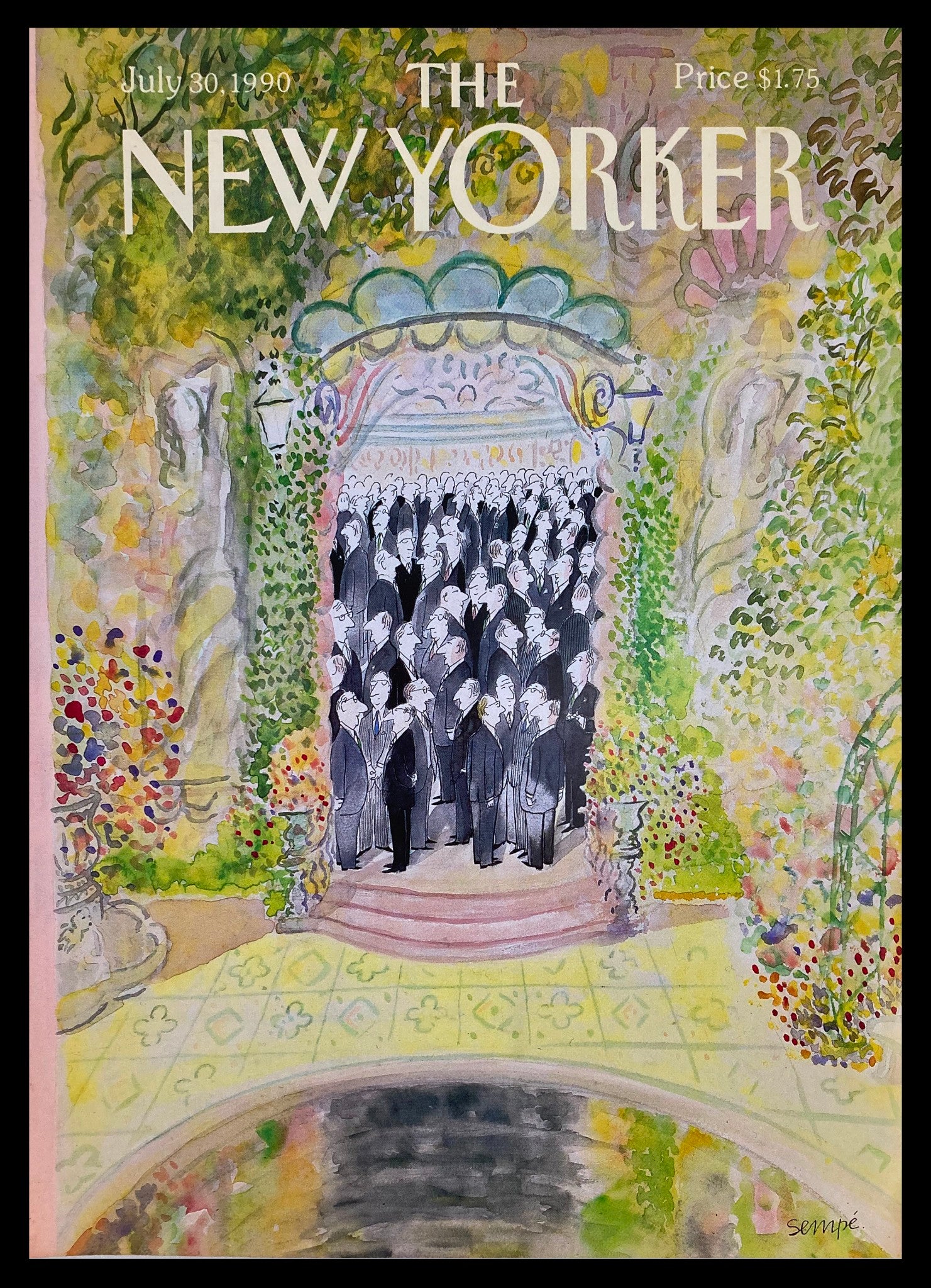 COVER ONLY The New Yorker July 30 1990 Business Meeting by J.J. Sempe No Label