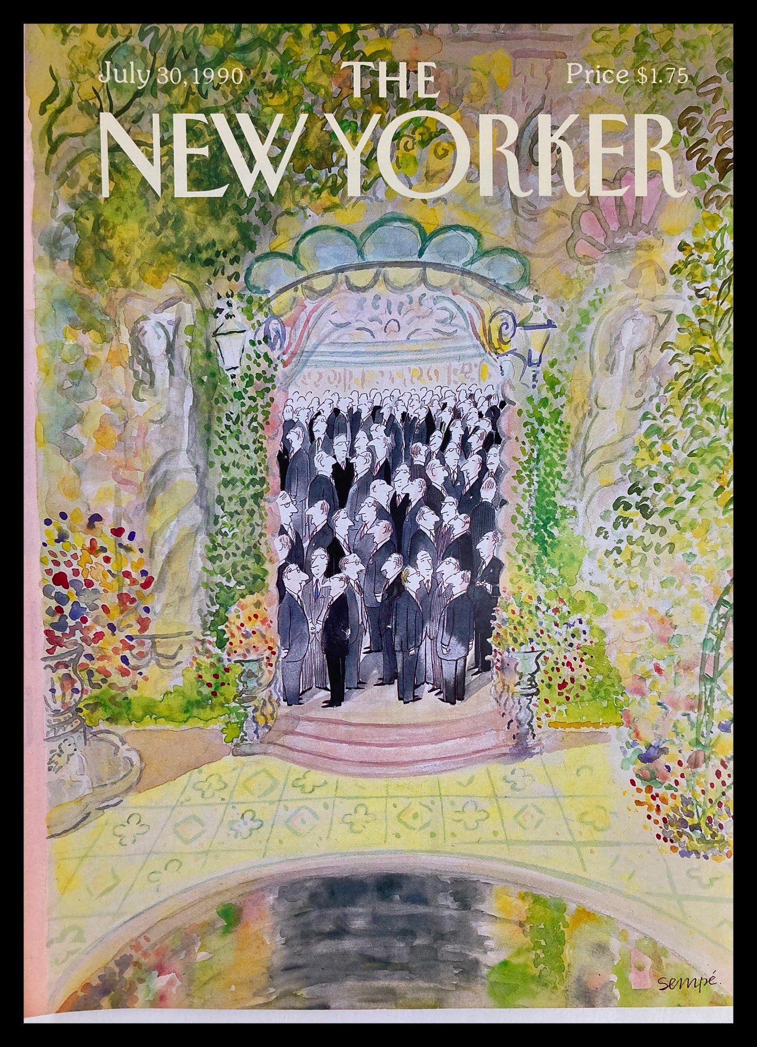 COVER ONLY The New Yorker July 30 1990 A Business Meeting by J.J. Sempe No Label