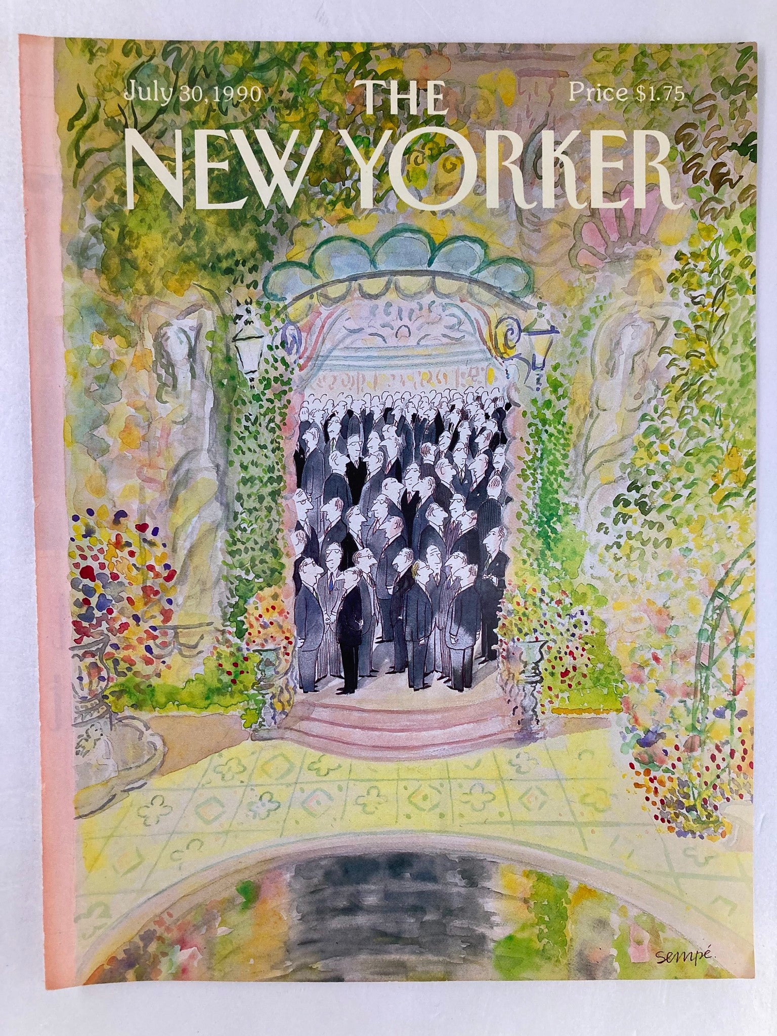 COVER ONLY The New Yorker July 30 1990 A Business Meeting by J.J. Sempe No Label