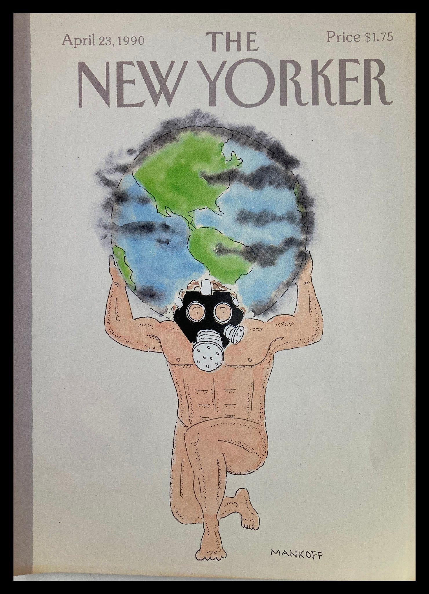 COVER ONLY The New Yorker April 23 1990 Earth Man by Robert Mankoff No Label