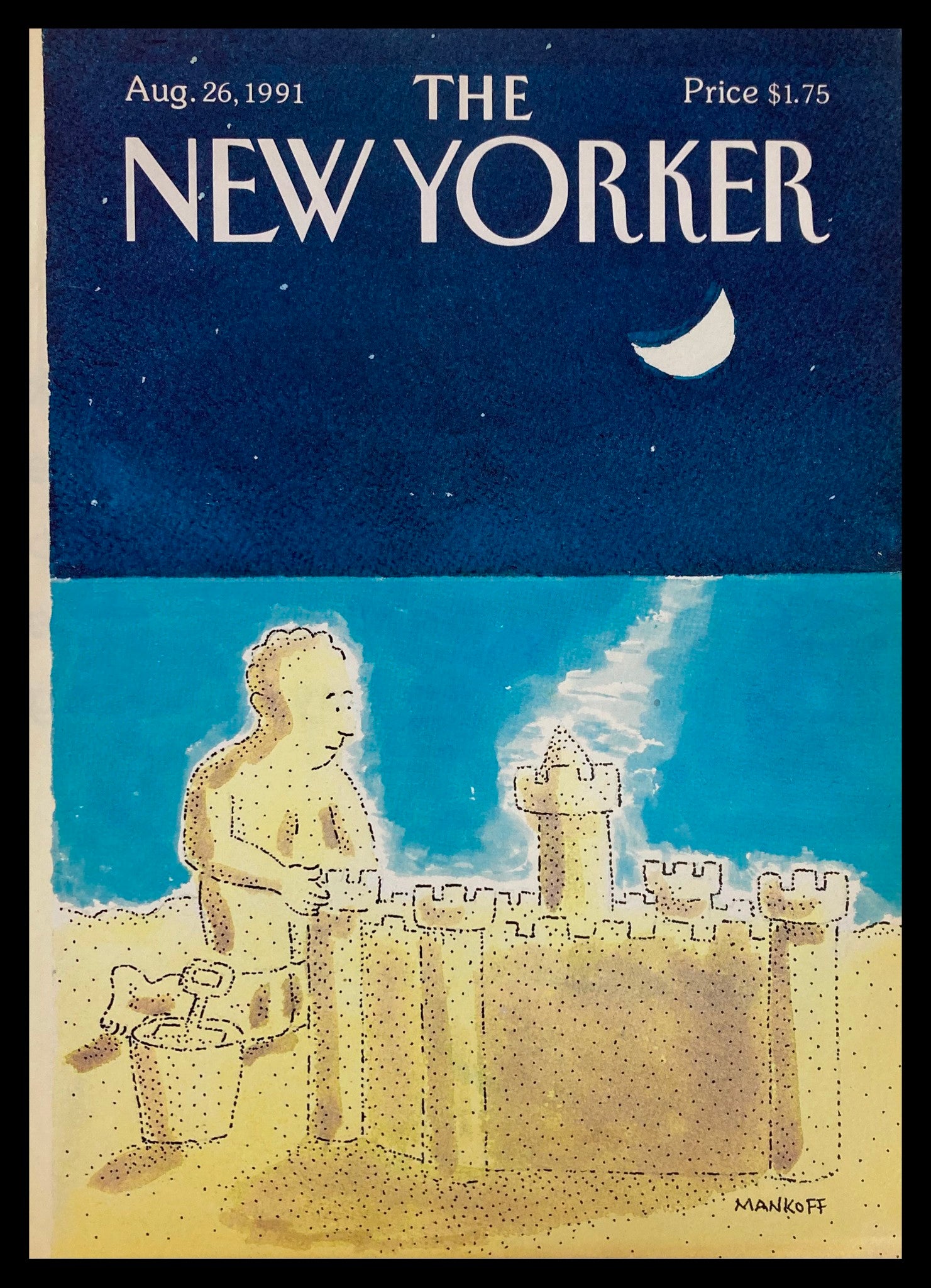 COVER ONLY The New Yorker August 26 1991 Sand Castle by Robert Mankoff No Label