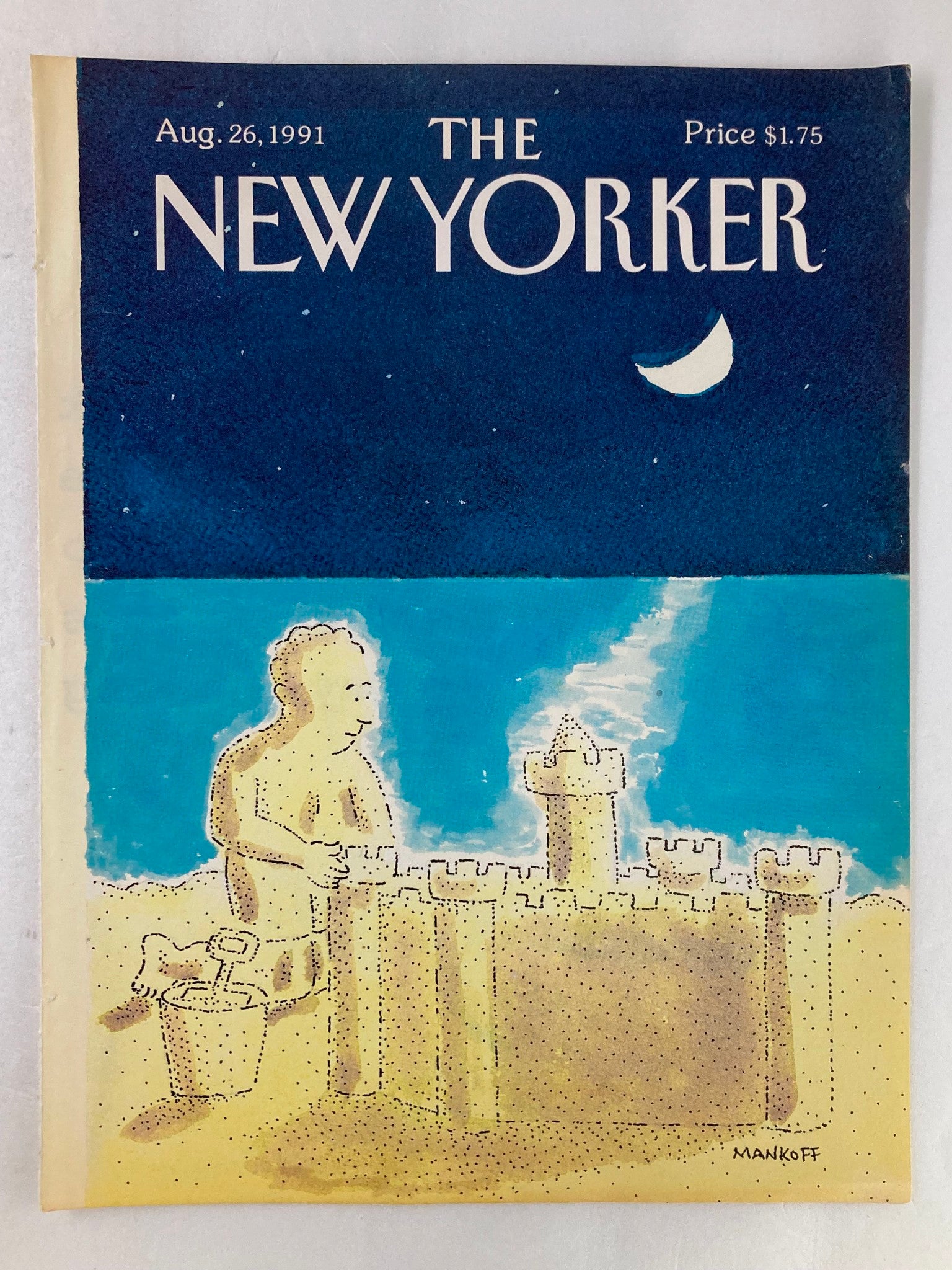 COVER ONLY The New Yorker August 26 1991 Sand Castle by Robert Mankoff No Label