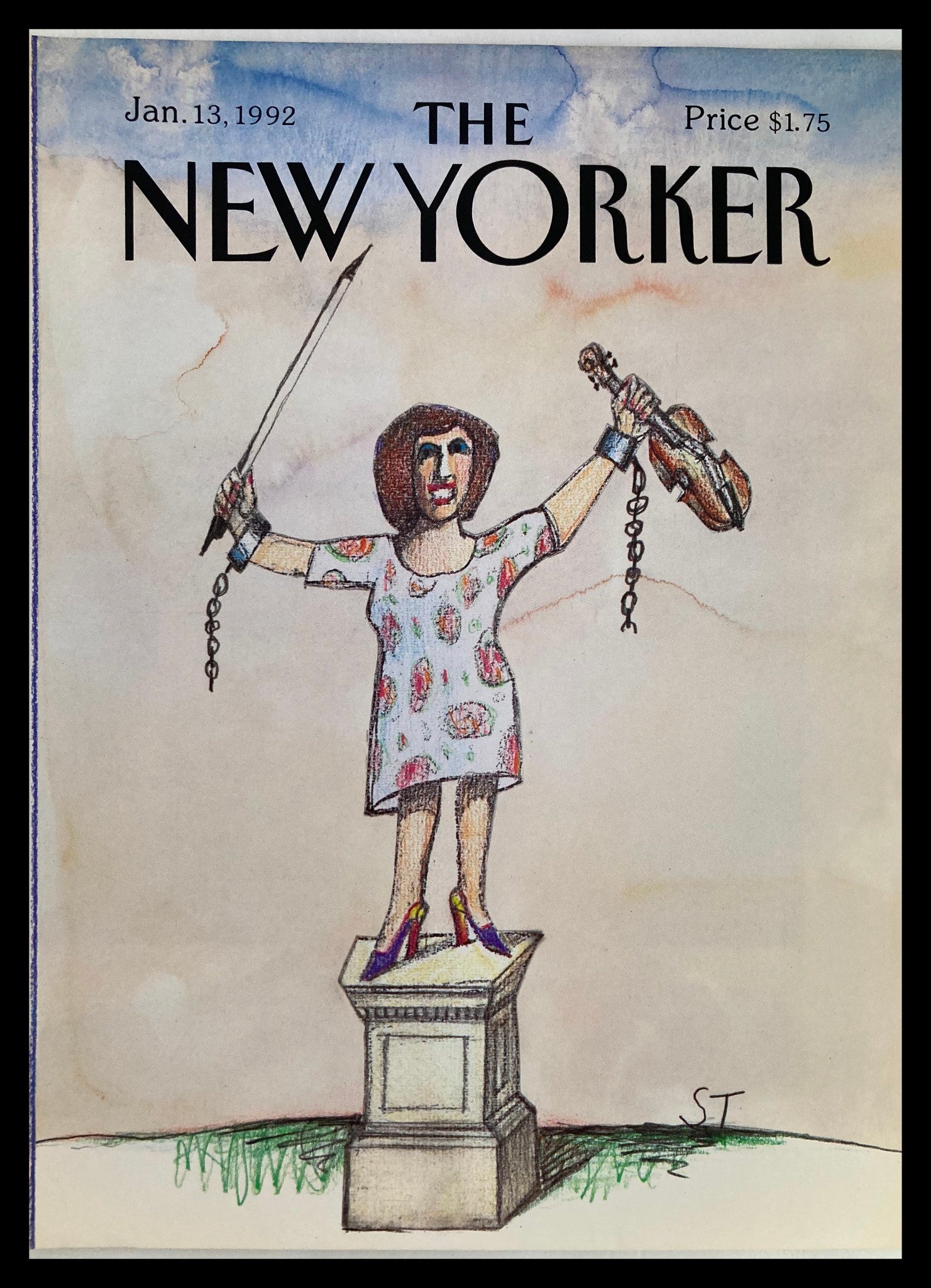 COVER ONLY The New Yorker January 13 1992 Freedom Music by Saul St. No Label