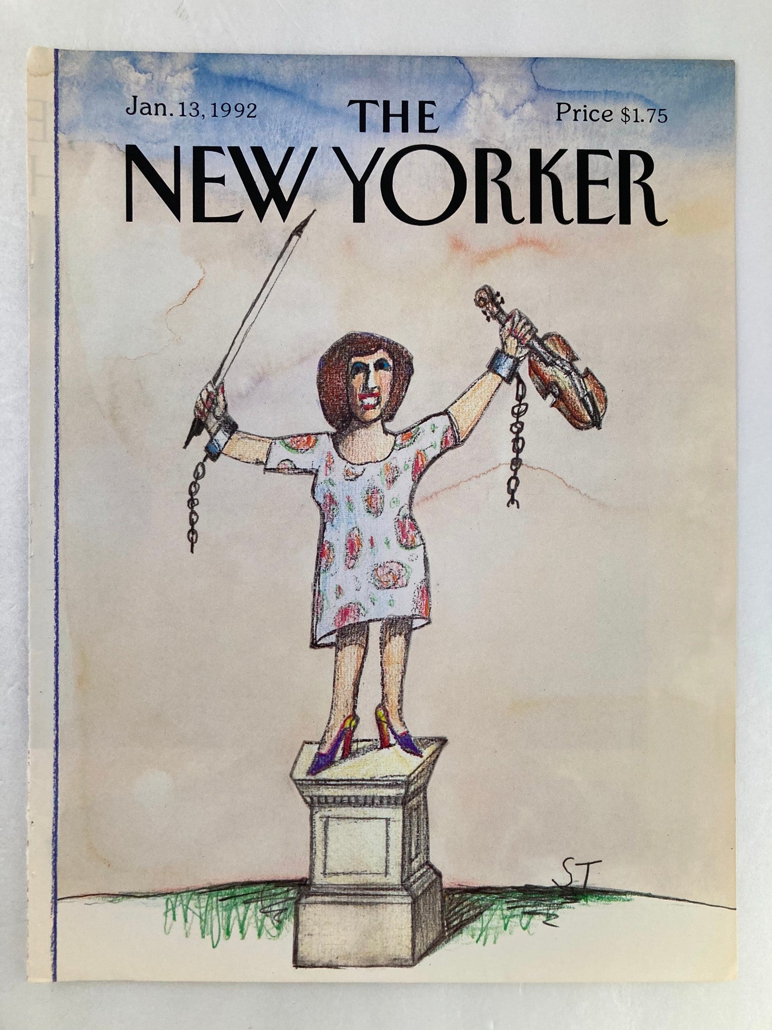 COVER ONLY The New Yorker January 13 1992 Freedom Music by Saul St. No Label