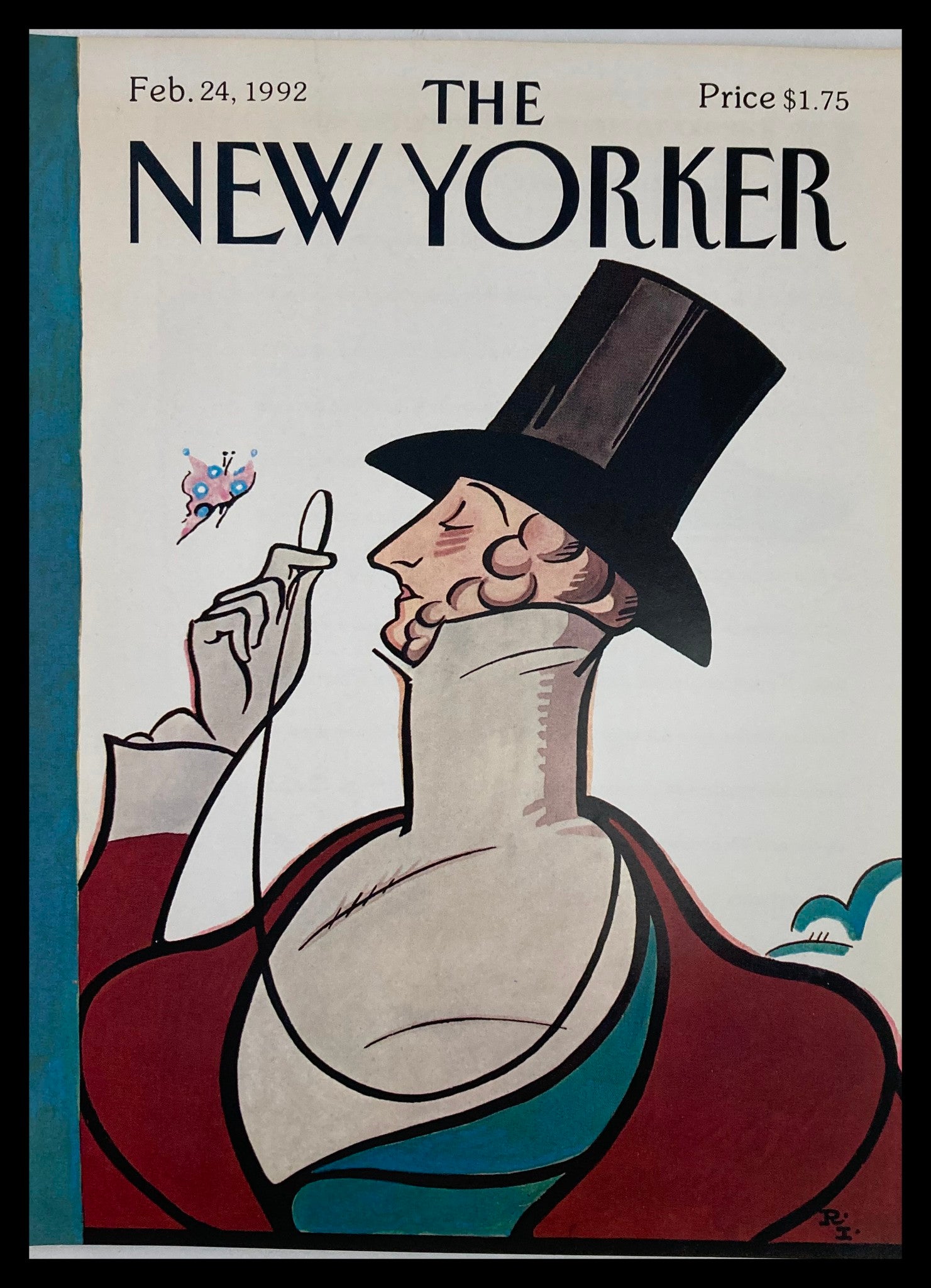 COVER ONLY The New Yorker February 24 1992 Gamemaster Tilley by Levin No Label