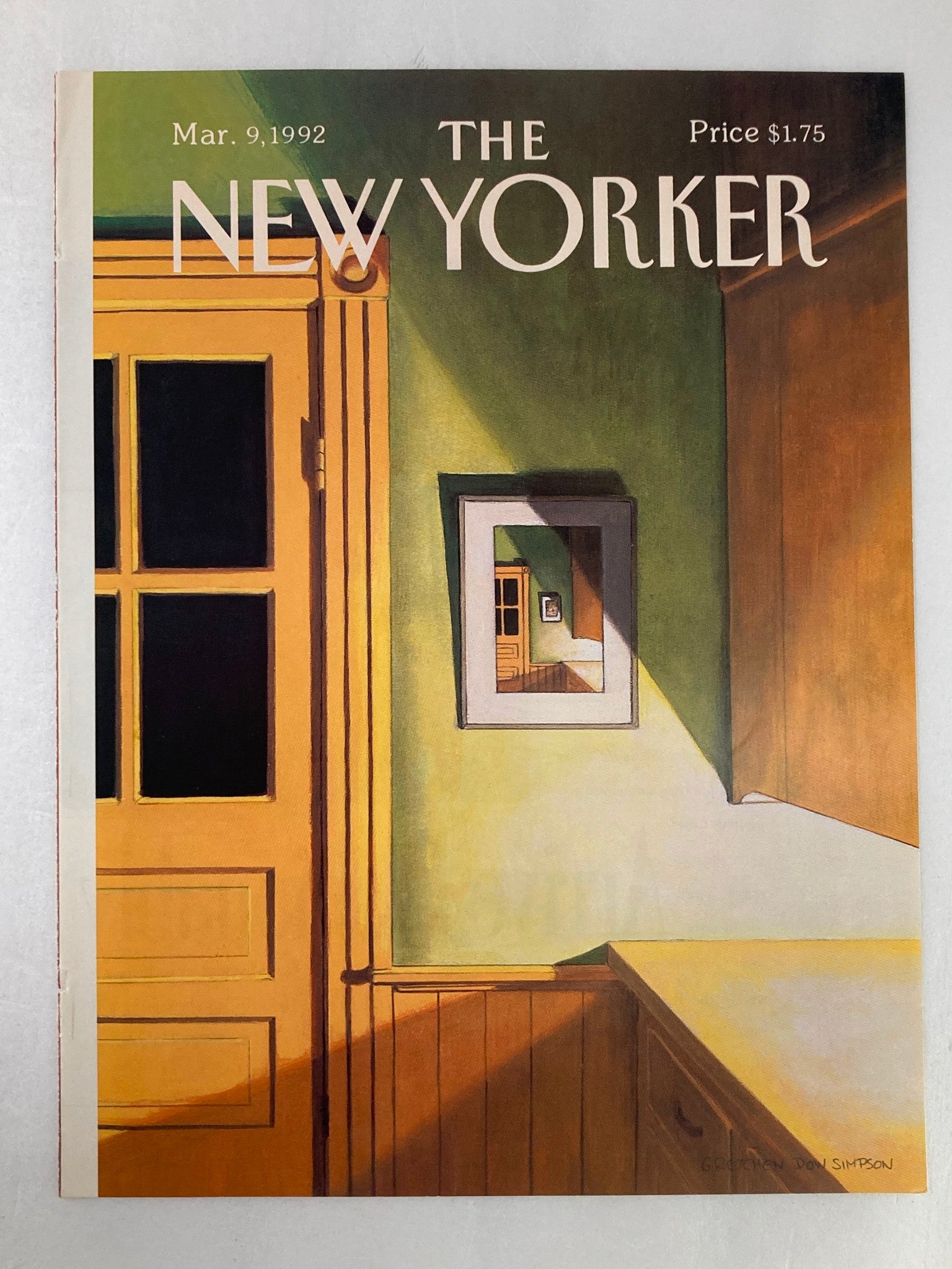 COVER ONLY The New Yorker March 9 1992 Walls by Gretchen Dow Simpson No Label