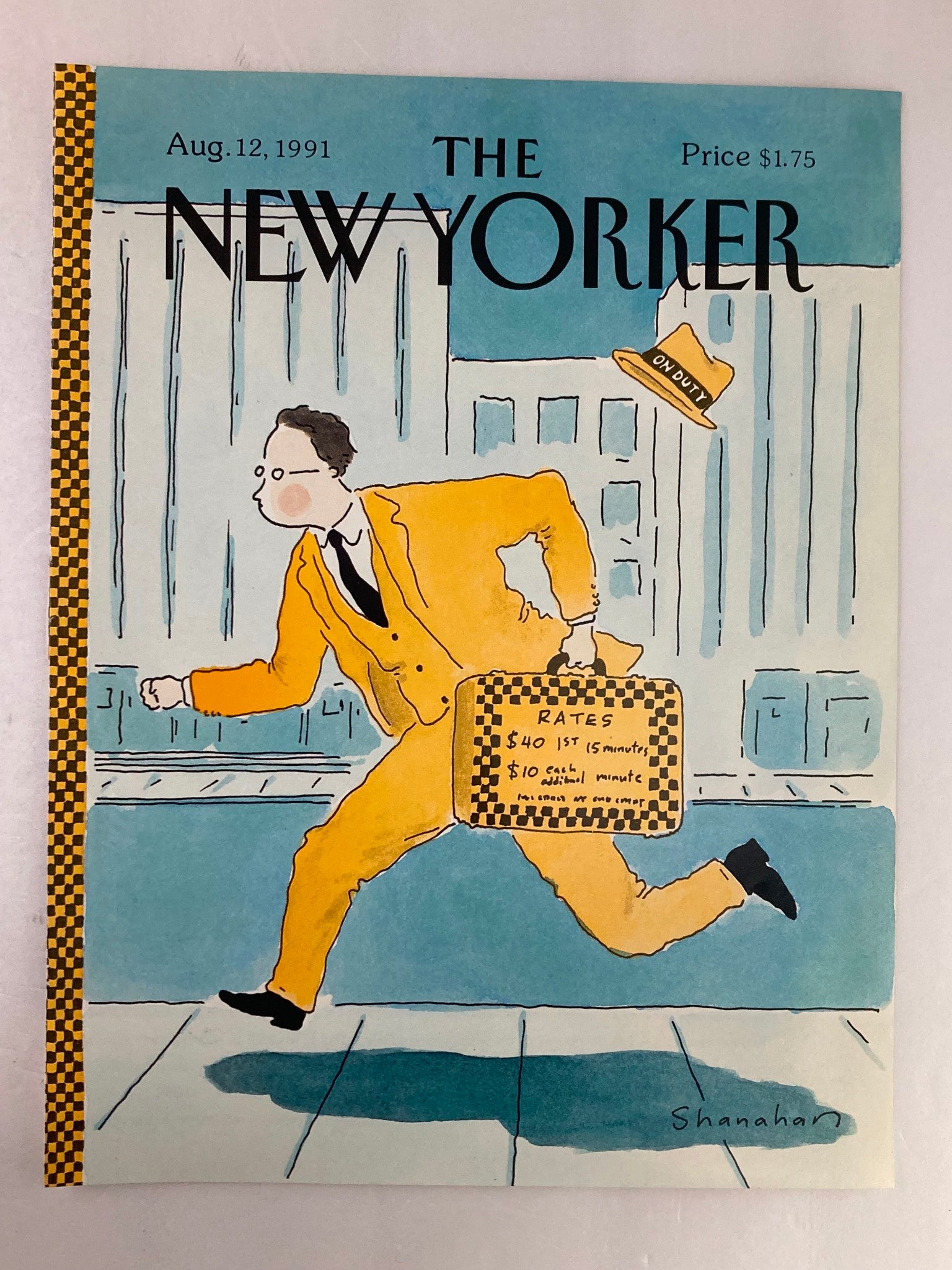 COVER ONLY The New Yorker August 12 1991 Taxi Rates by Shanahan No Label