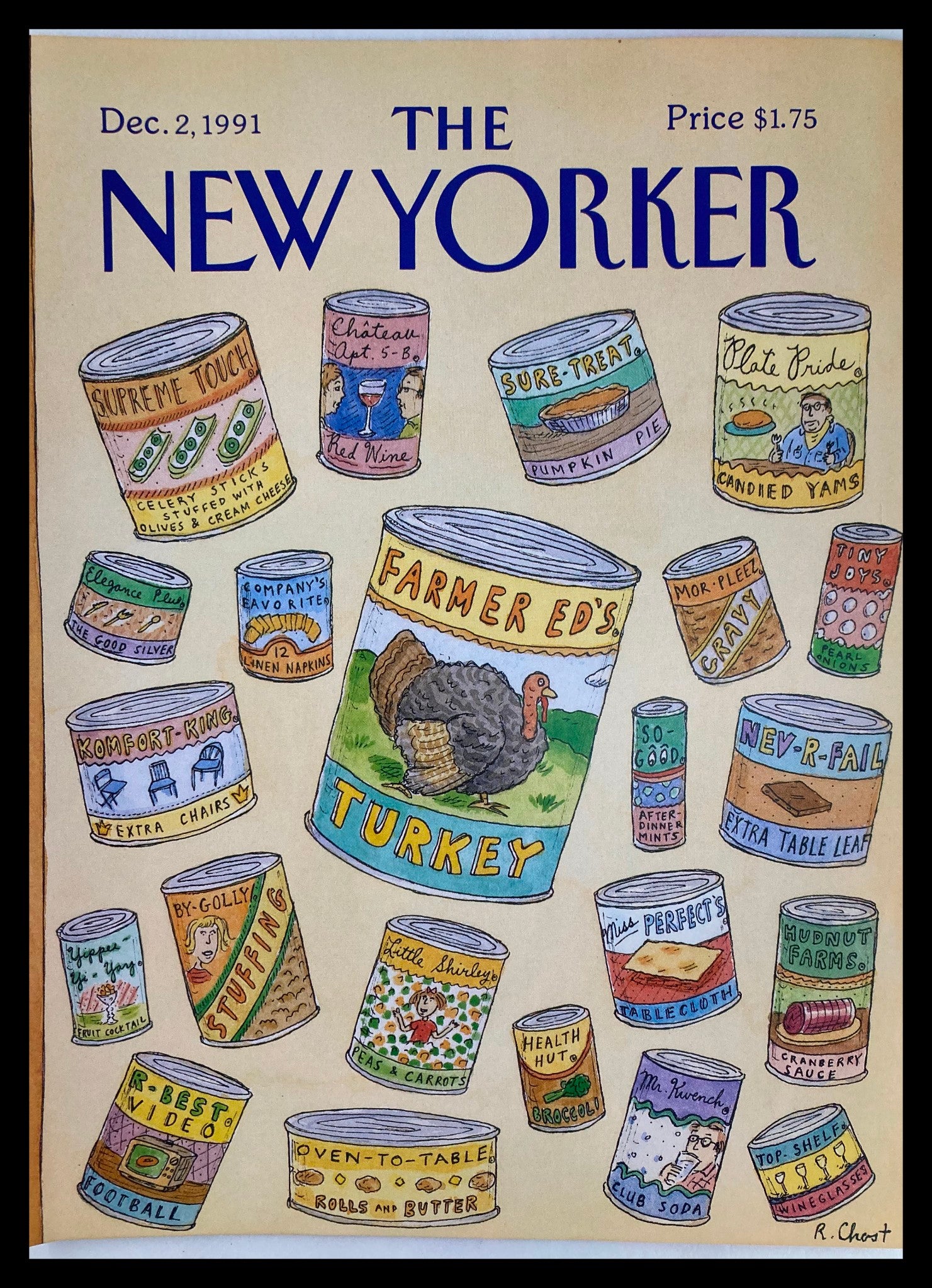 COVER ONLY The New Yorker December 2 1991 Farmer Ed Turkey by R. Chast No Label