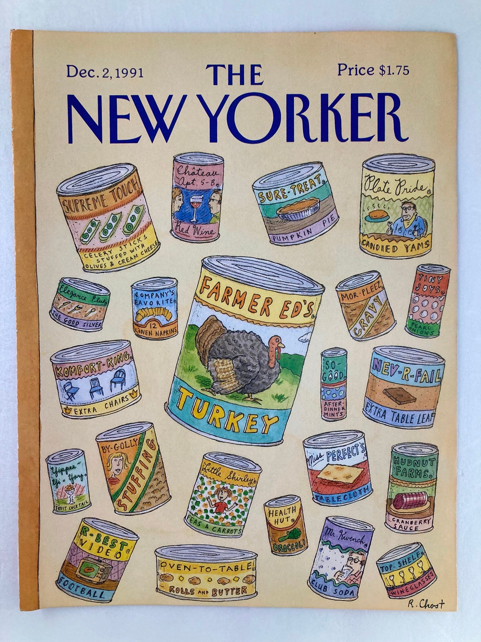 COVER ONLY The New Yorker December 2 1991 Farmer Ed Turkey by R. Chast No Label