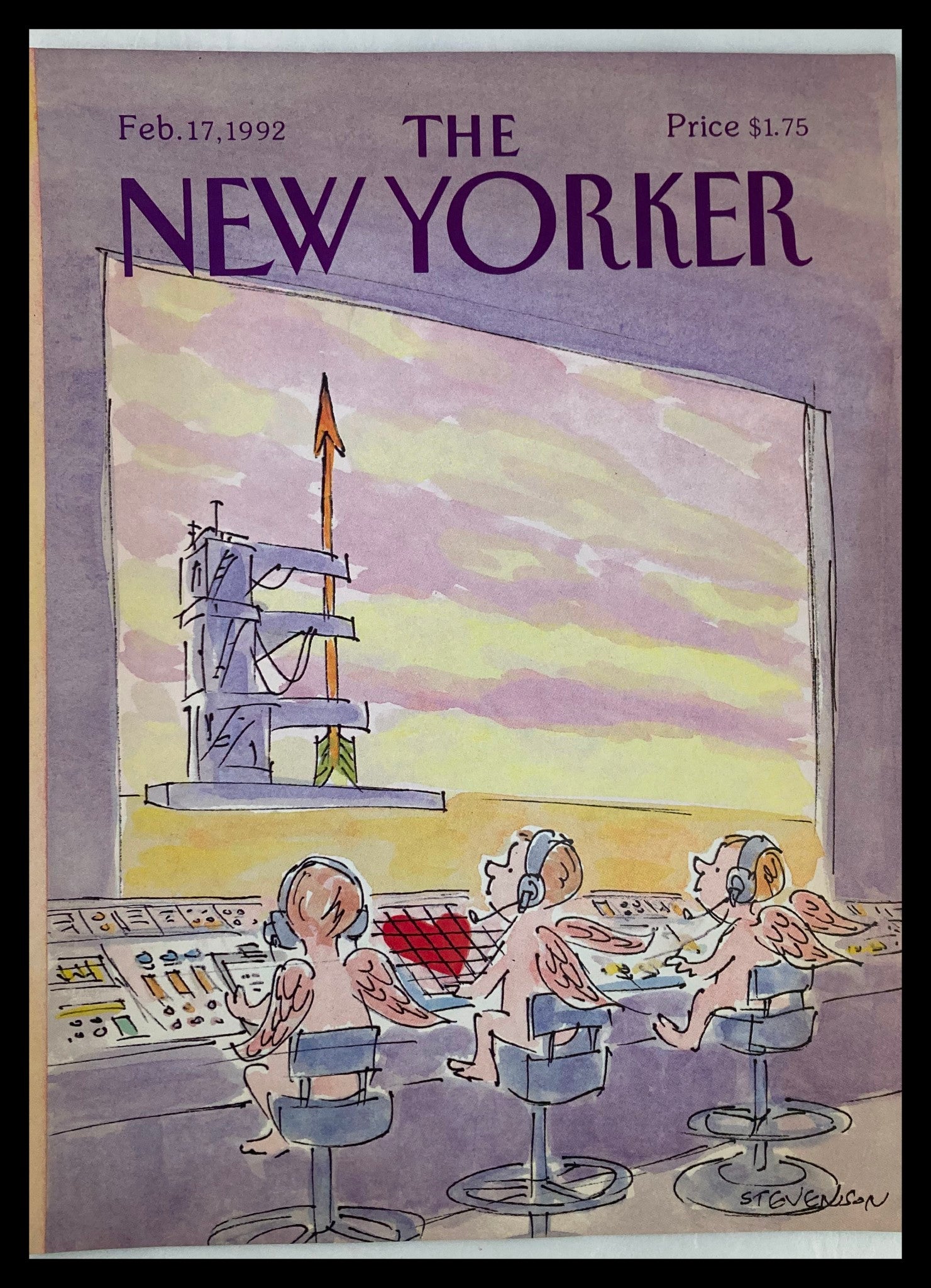 COVER ONLY The New Yorker February 17 1992 Cupid Launch by Stevenson No Label