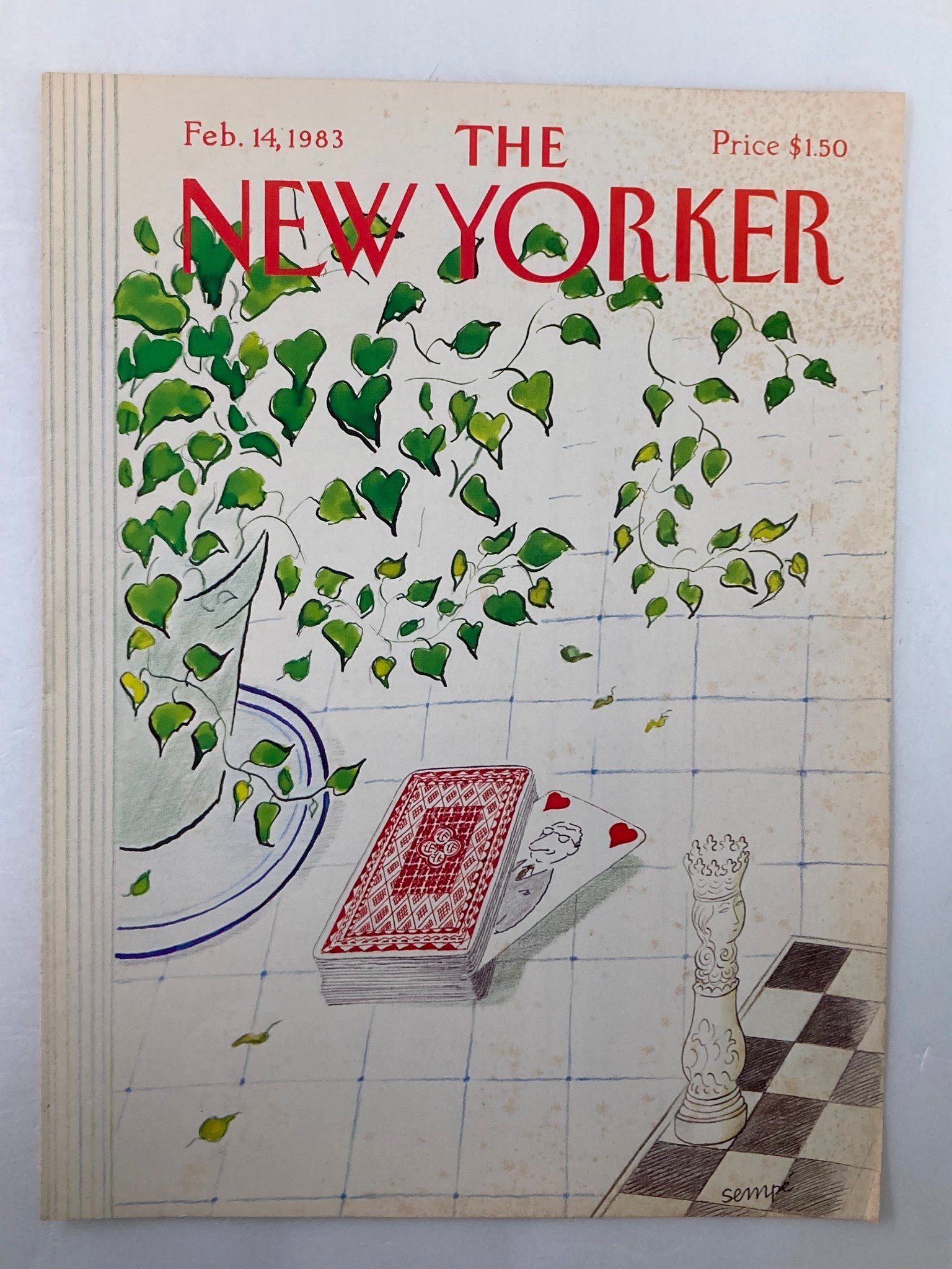 COVER ONLY The New Yorker February 14 1983 Queen of Hearts by JJ Sempe No Label