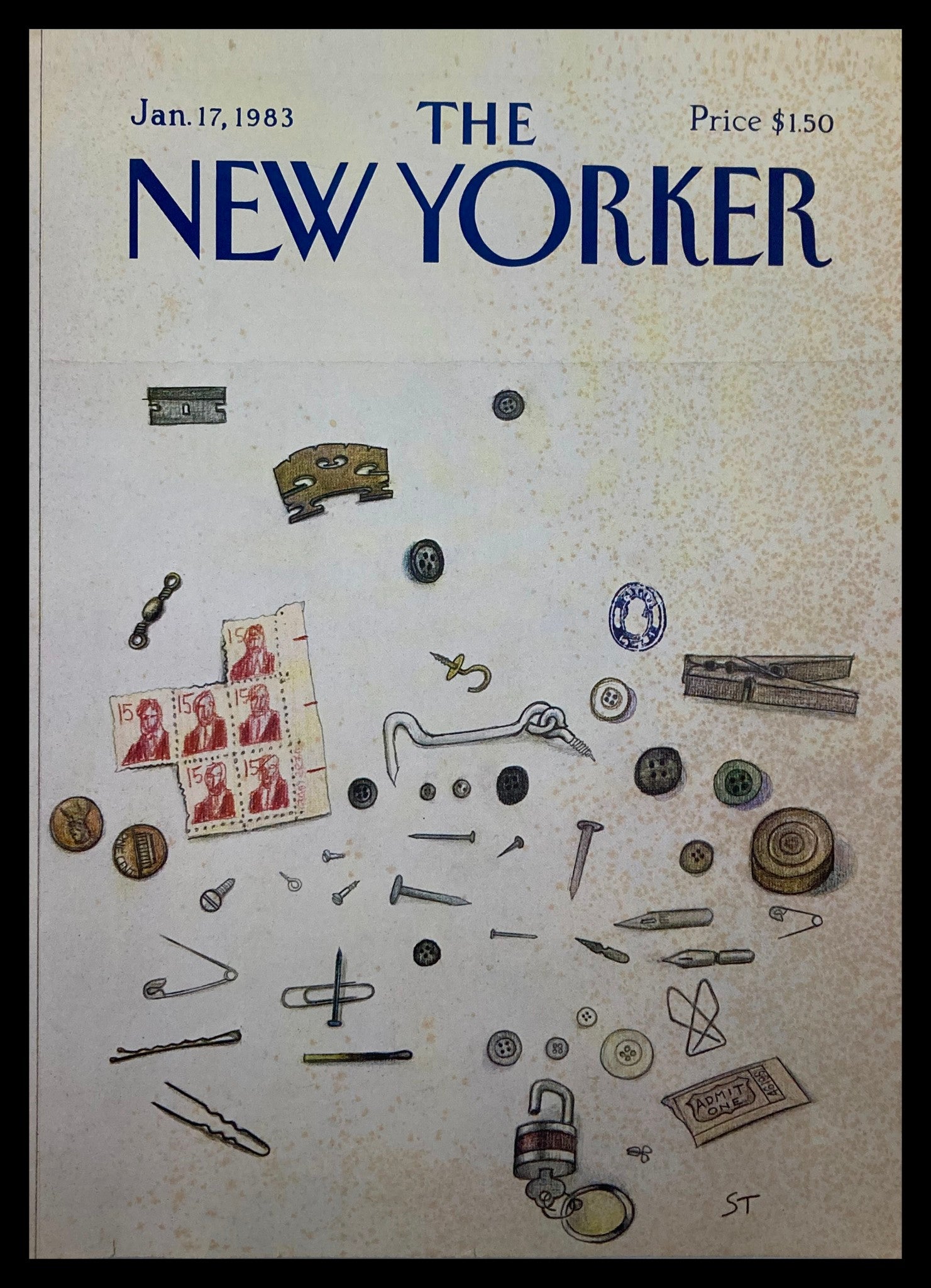 COVER ONLY The New Yorker January 17 1983 Junk Drawer by Saul Steinberg No Label