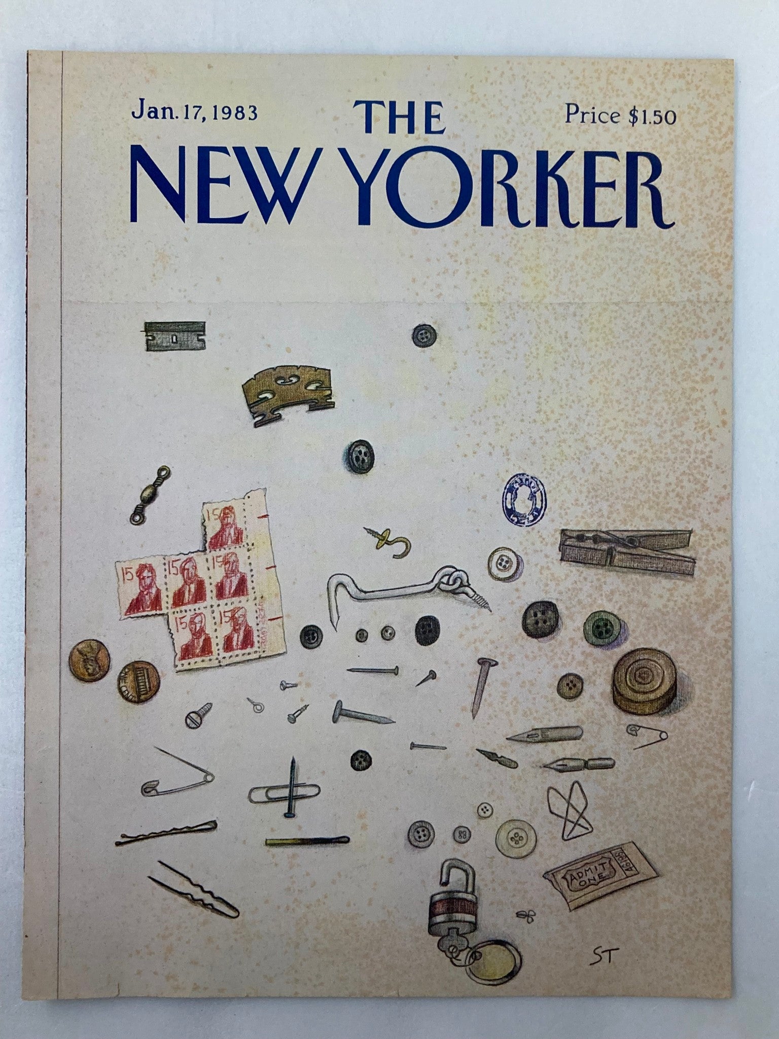 COVER ONLY The New Yorker January 17 1983 Junk Drawer by Saul Steinberg No Label