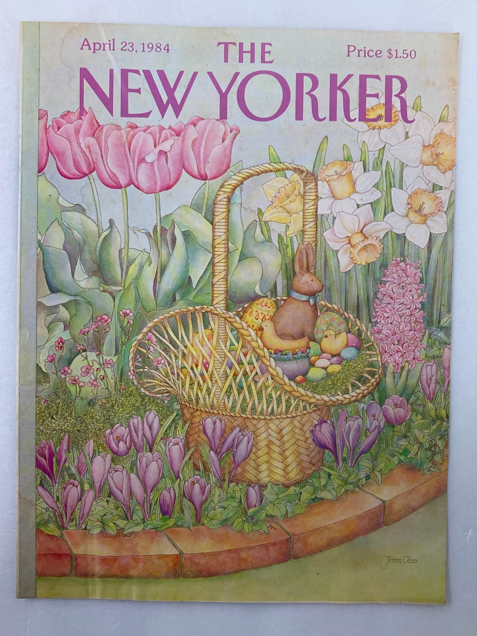 COVER ONLY The New Yorker April 23 1984 Easter Bunny by Jenni Oliver No Label