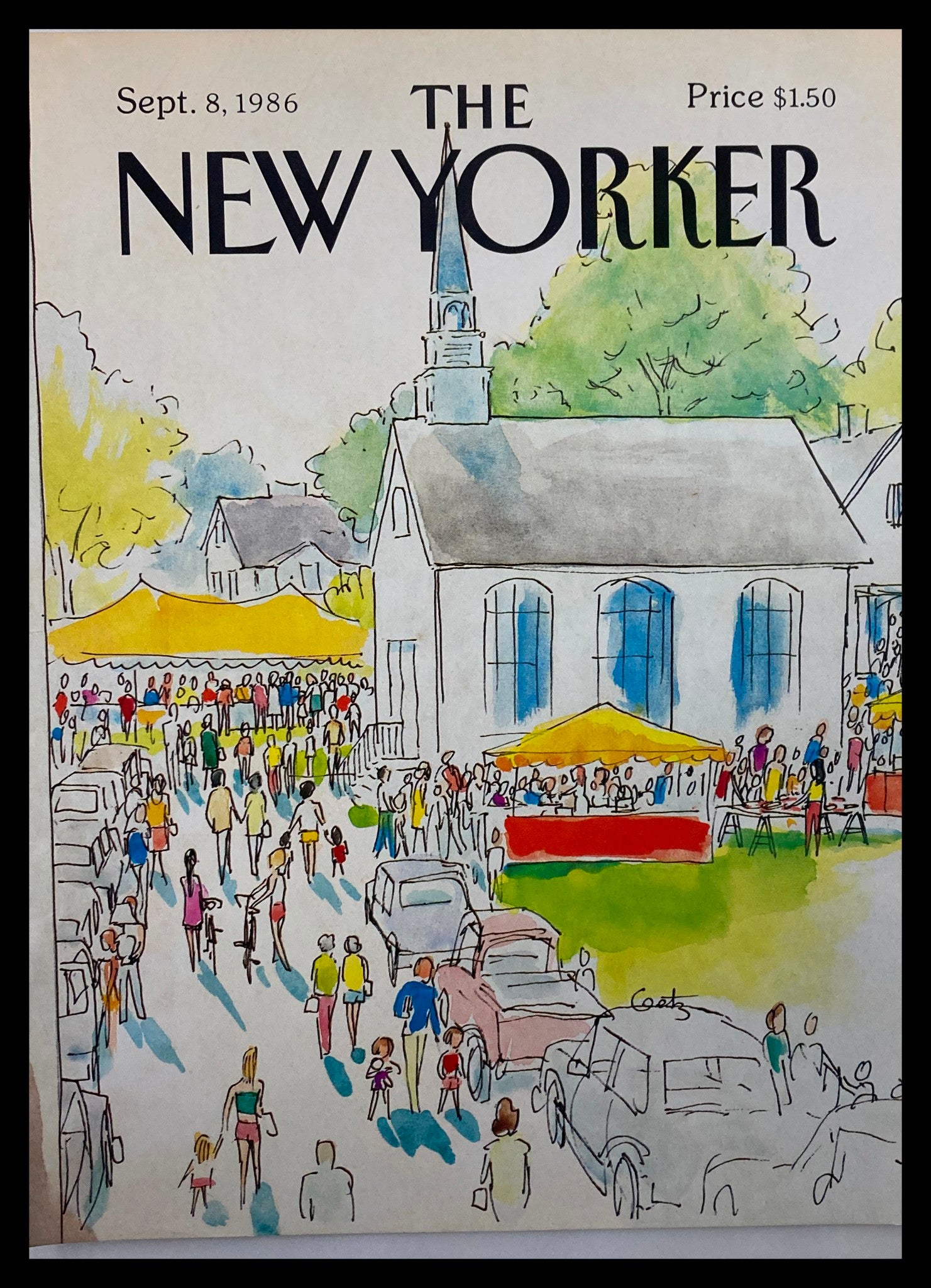 COVER ONLY The New Yorker September 8 1986 Church Time by Arthur Getz No Label